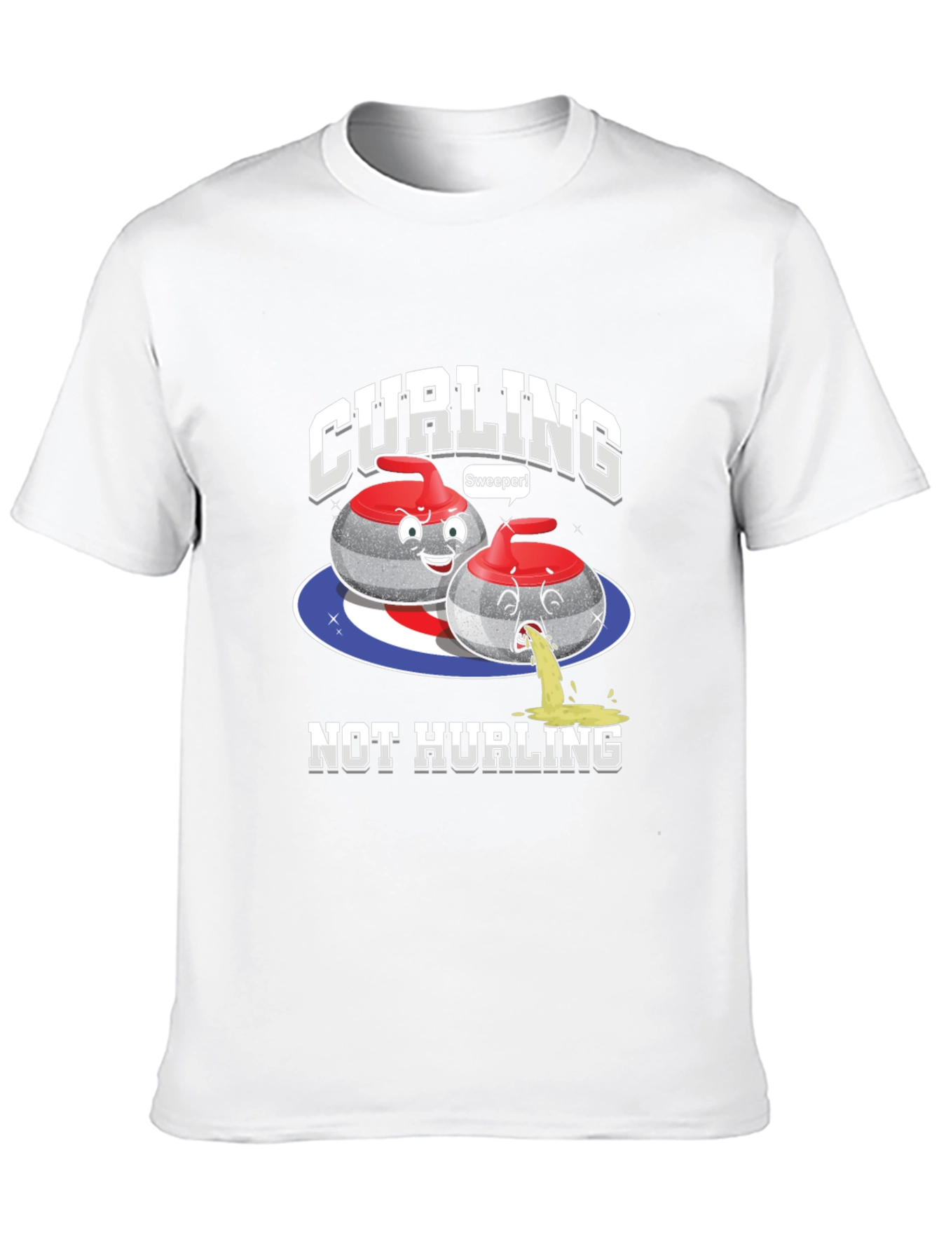 Funny Curling T-Shirt - Not Hurling Cartoon Tee