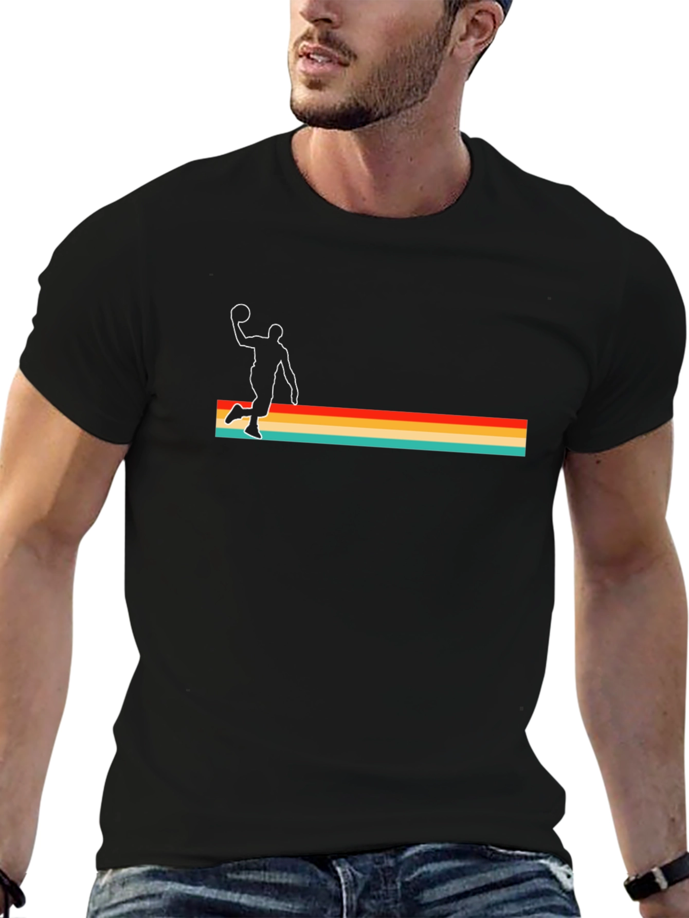 Retro Basketball Graphic Tee - Black