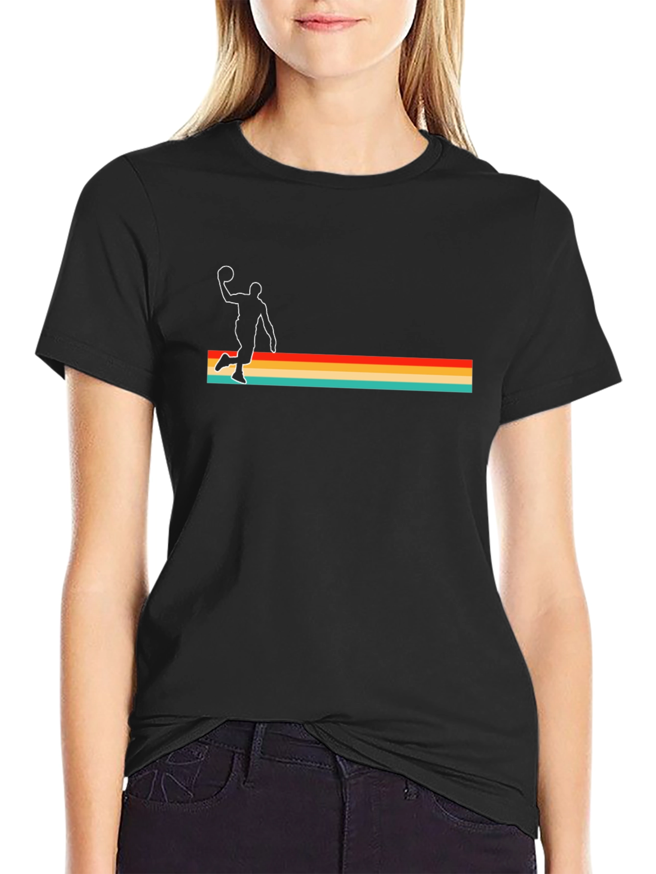 Retro Basketball Graphic Tee - Black