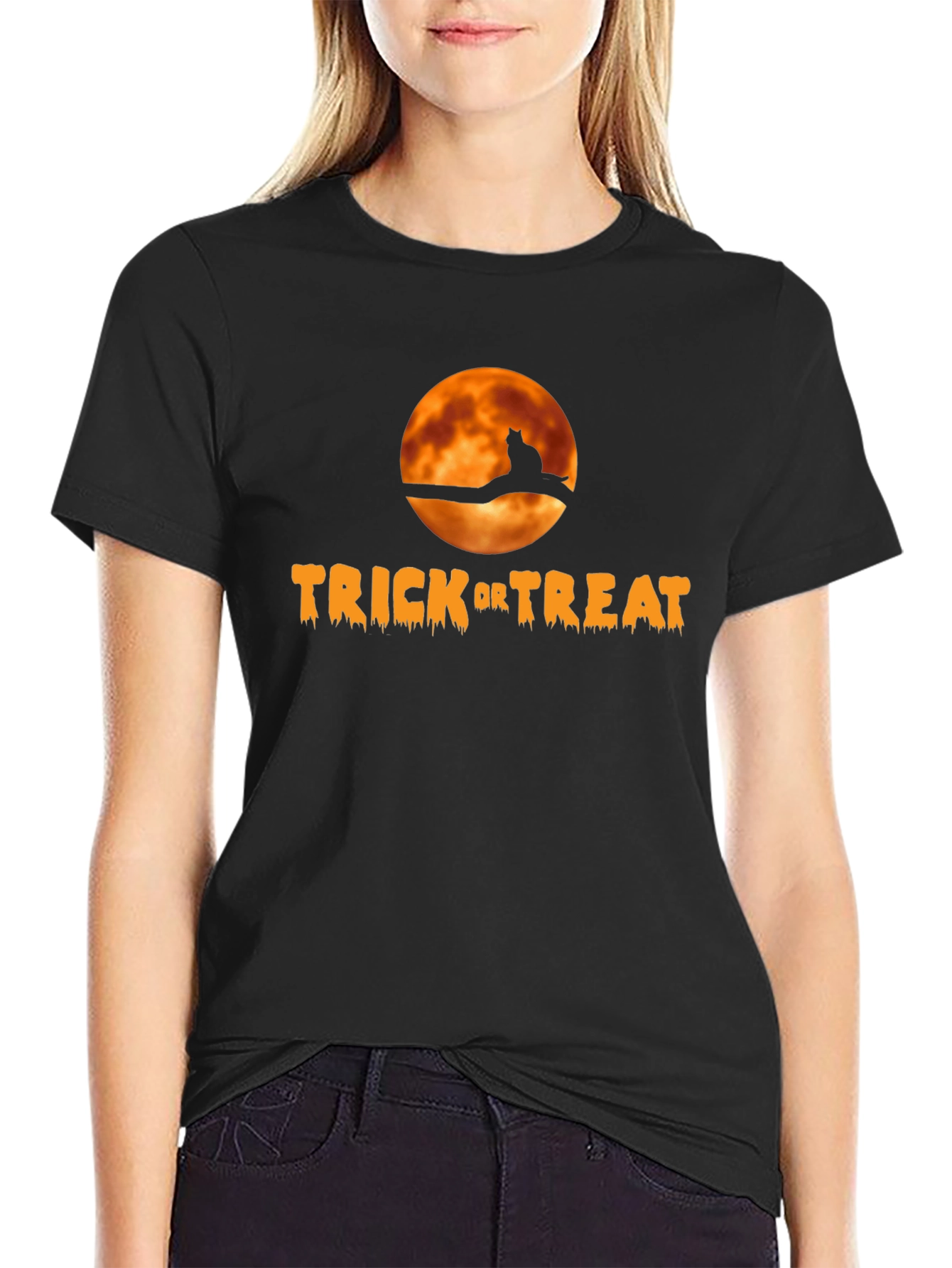 Halloween Trick or Treat Cat T-Shirt
