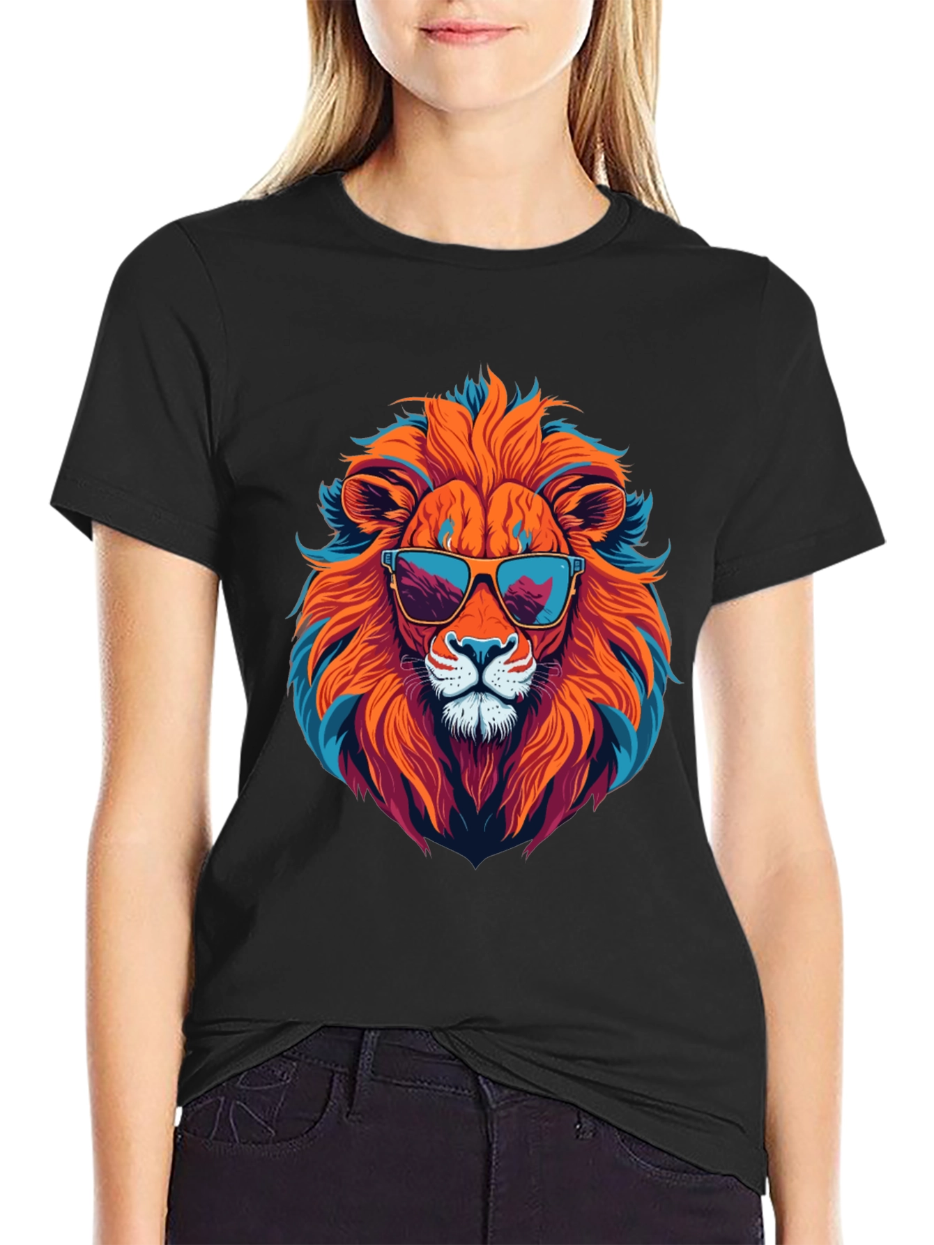 Cool Lion Graphic Tee - Black Unisex T-Shirt