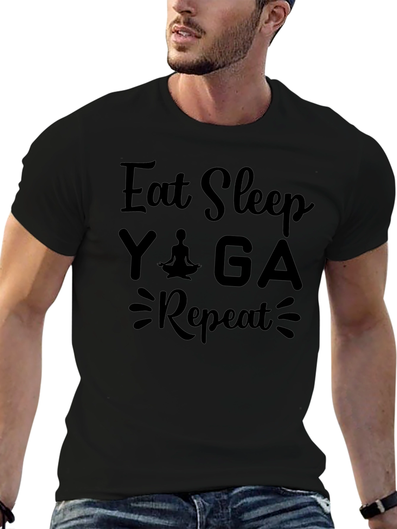 Eat Sleep Yoga Repeat Black T-Shirt