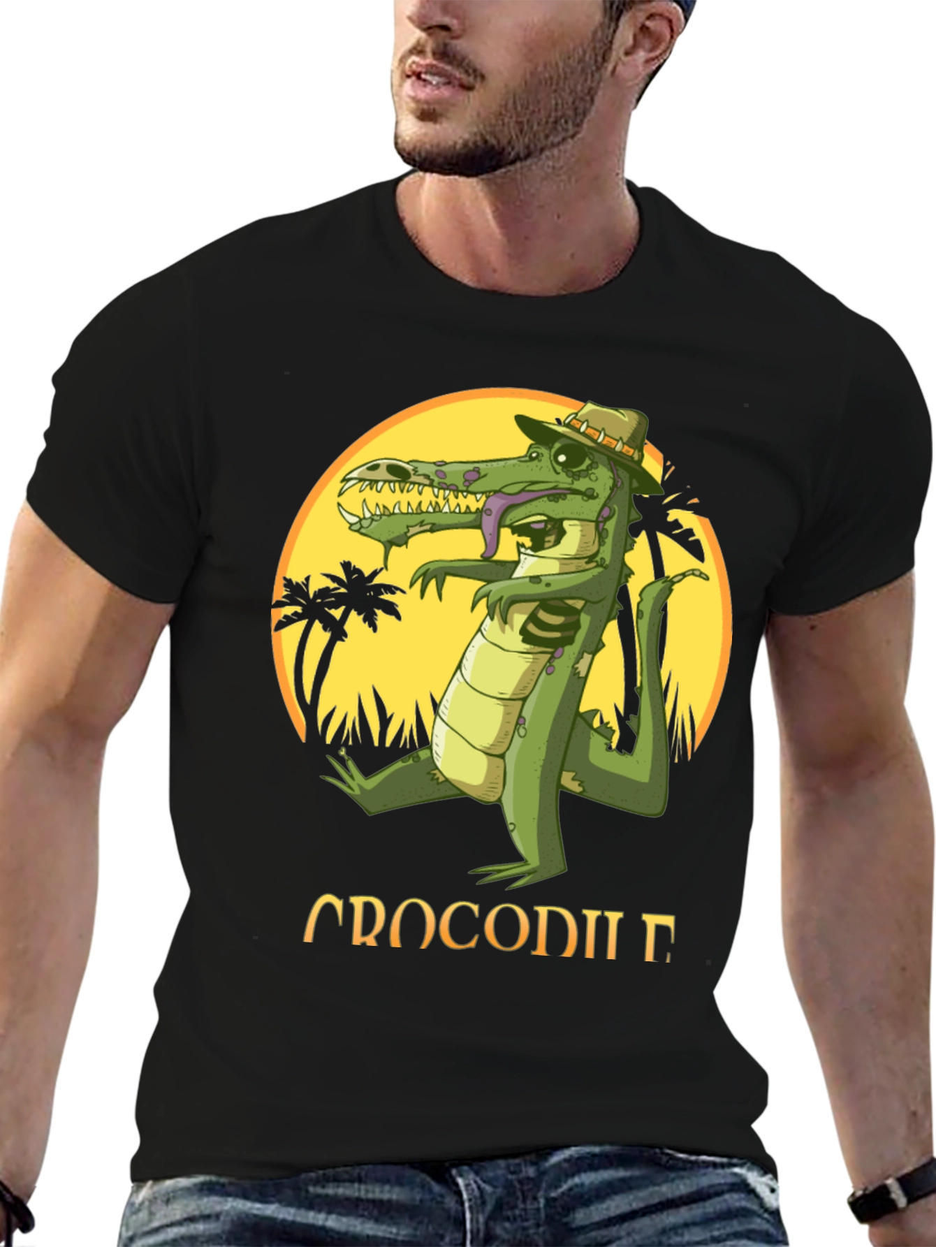 Cool Crocodile Cartoon Graphic T-Shirt