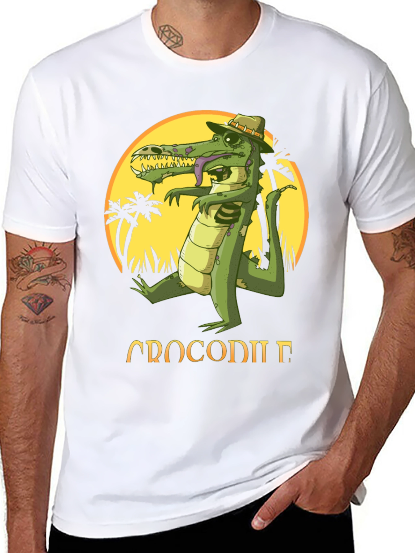 Cool Crocodile Cartoon Graphic T-Shirt