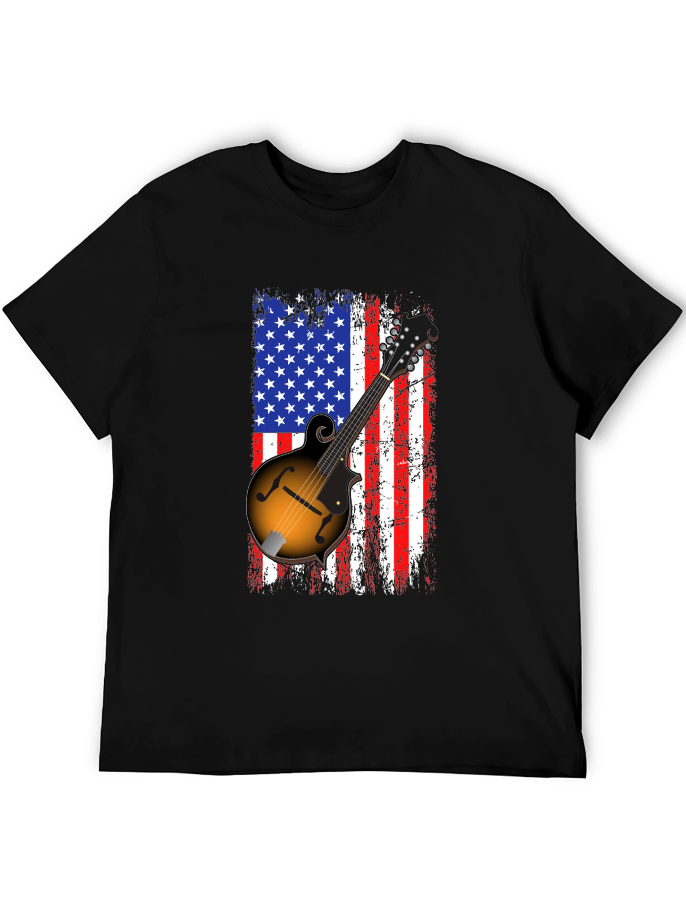 American Flag Mandolin Graphic T-Shirt