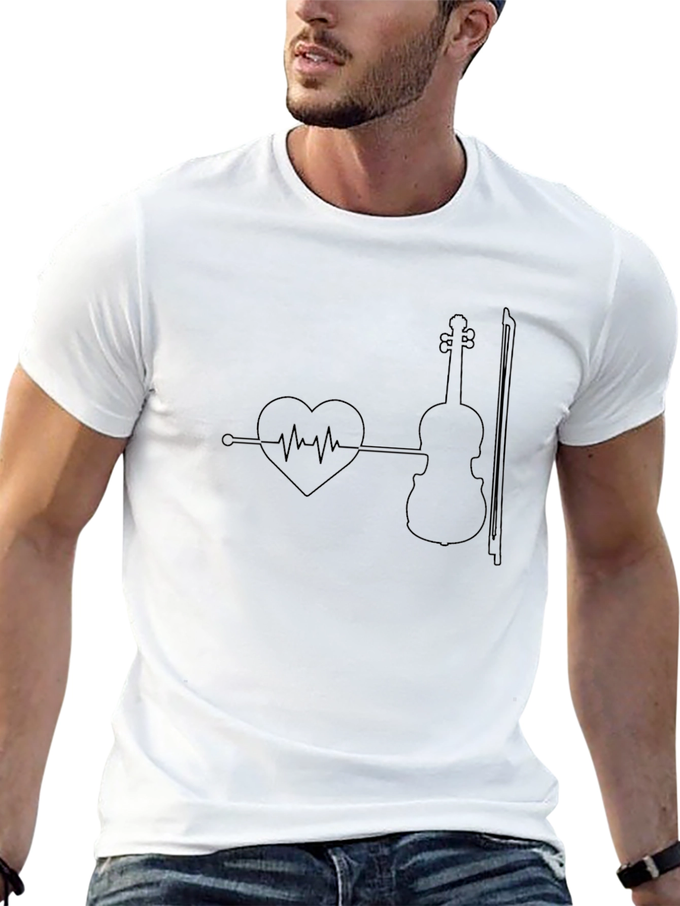 Heartbeat Violin T-Shirt - Music Lover Tee