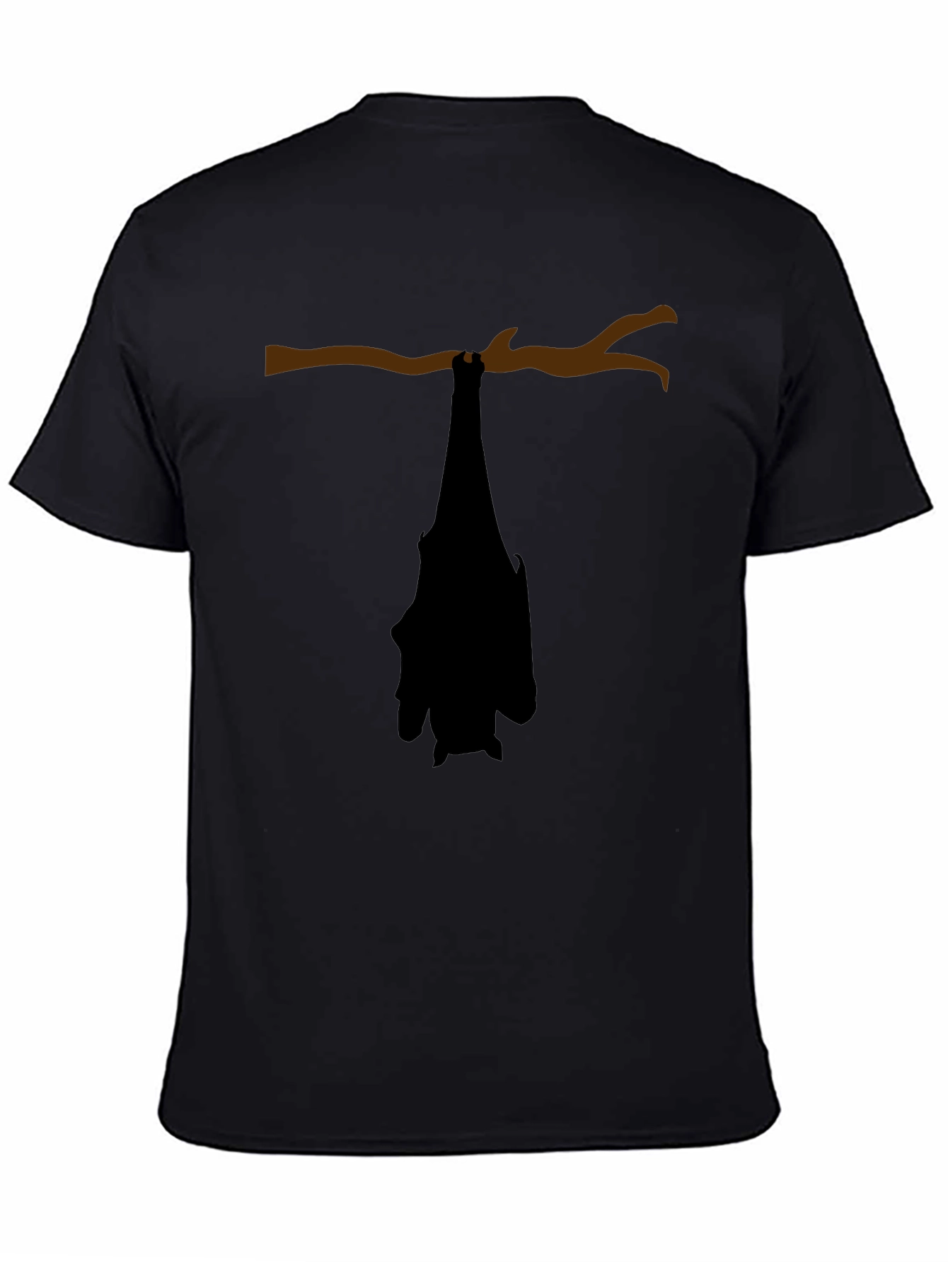 Hanging Bat Graphic Tee - Black Cotton Casual Top