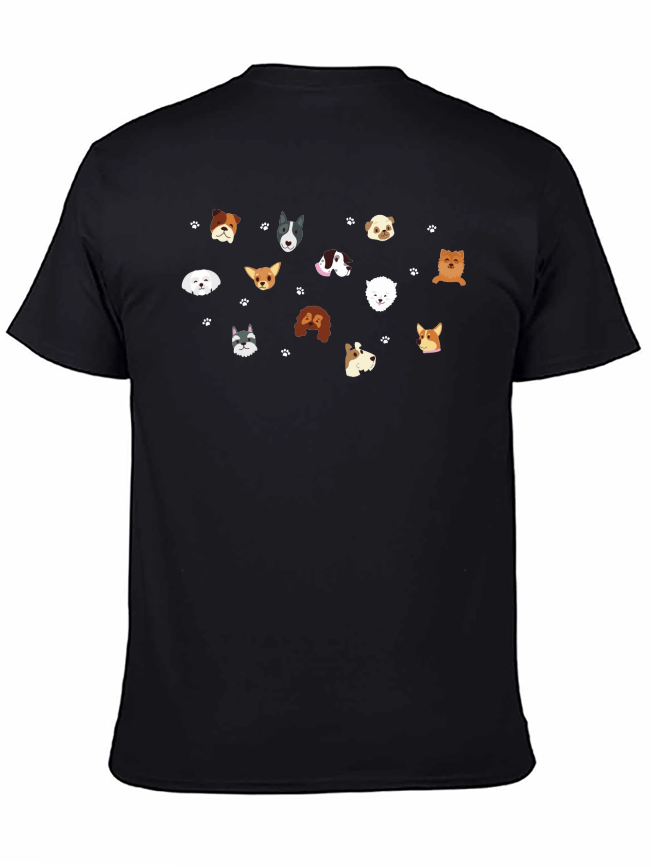 Dog Breed Print Black T-Shirt