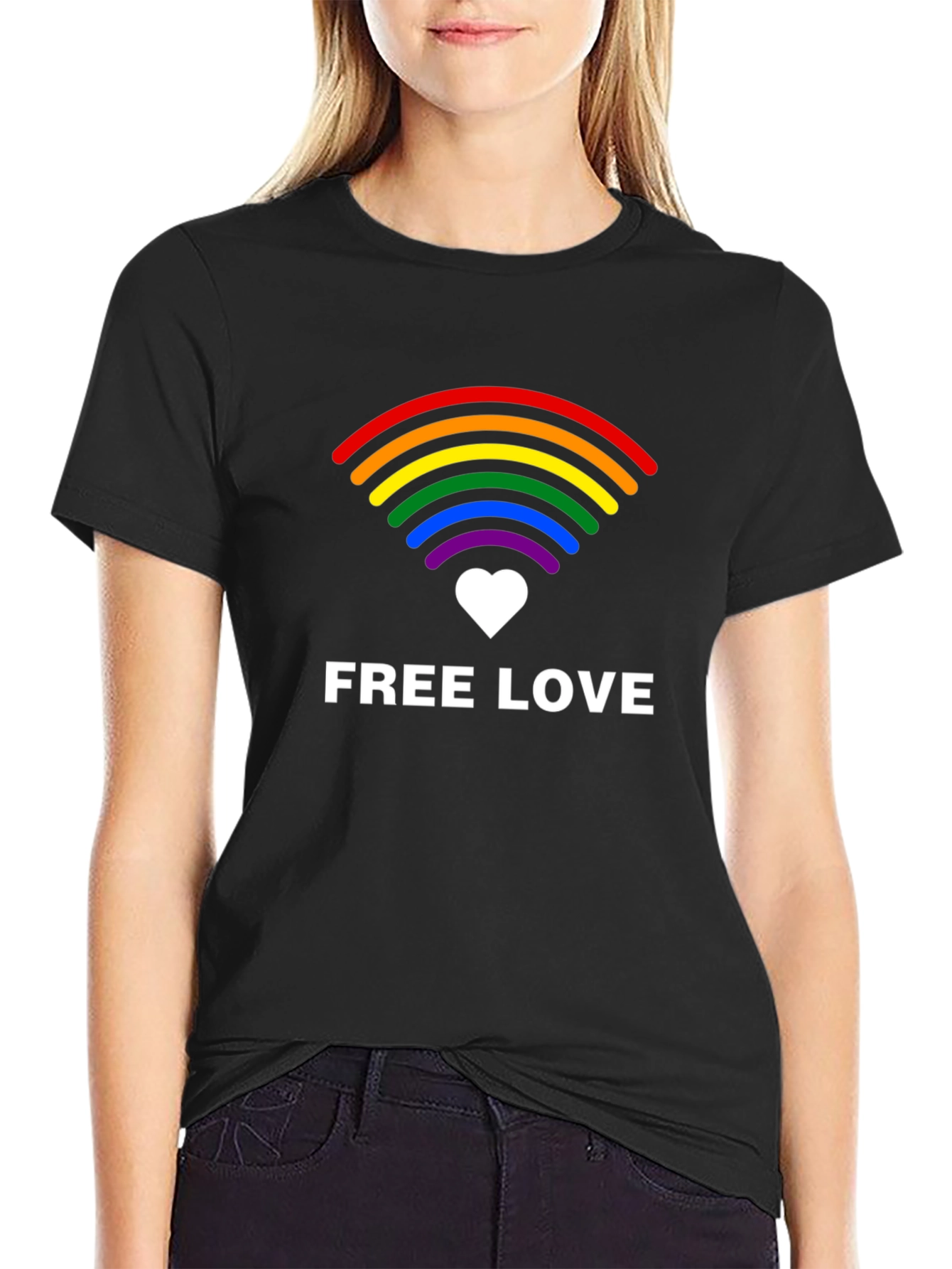 Free Love LGBTQ+ Rainbow Graphic Tee