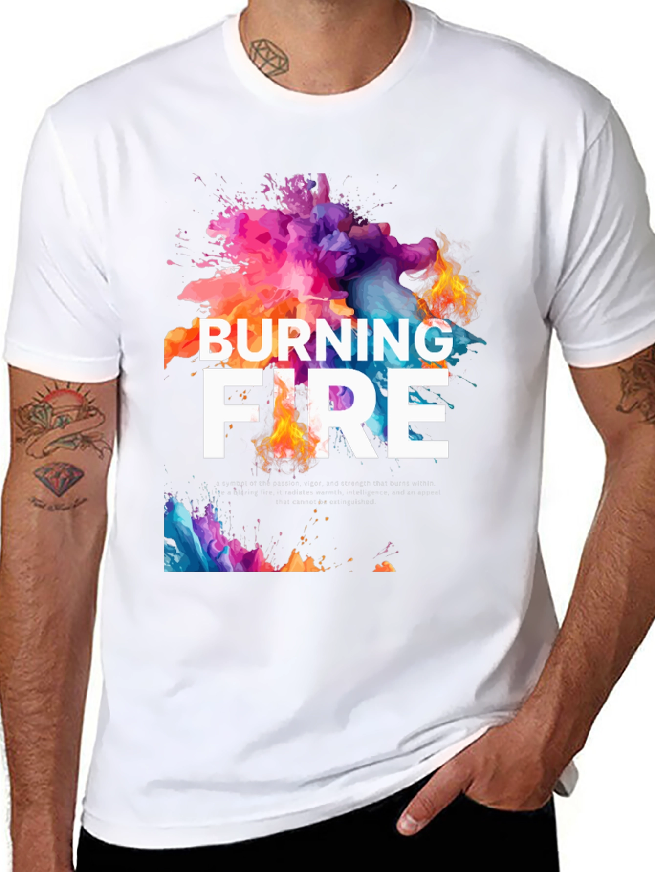 Burning Fire Graphic Tee - Unique Design