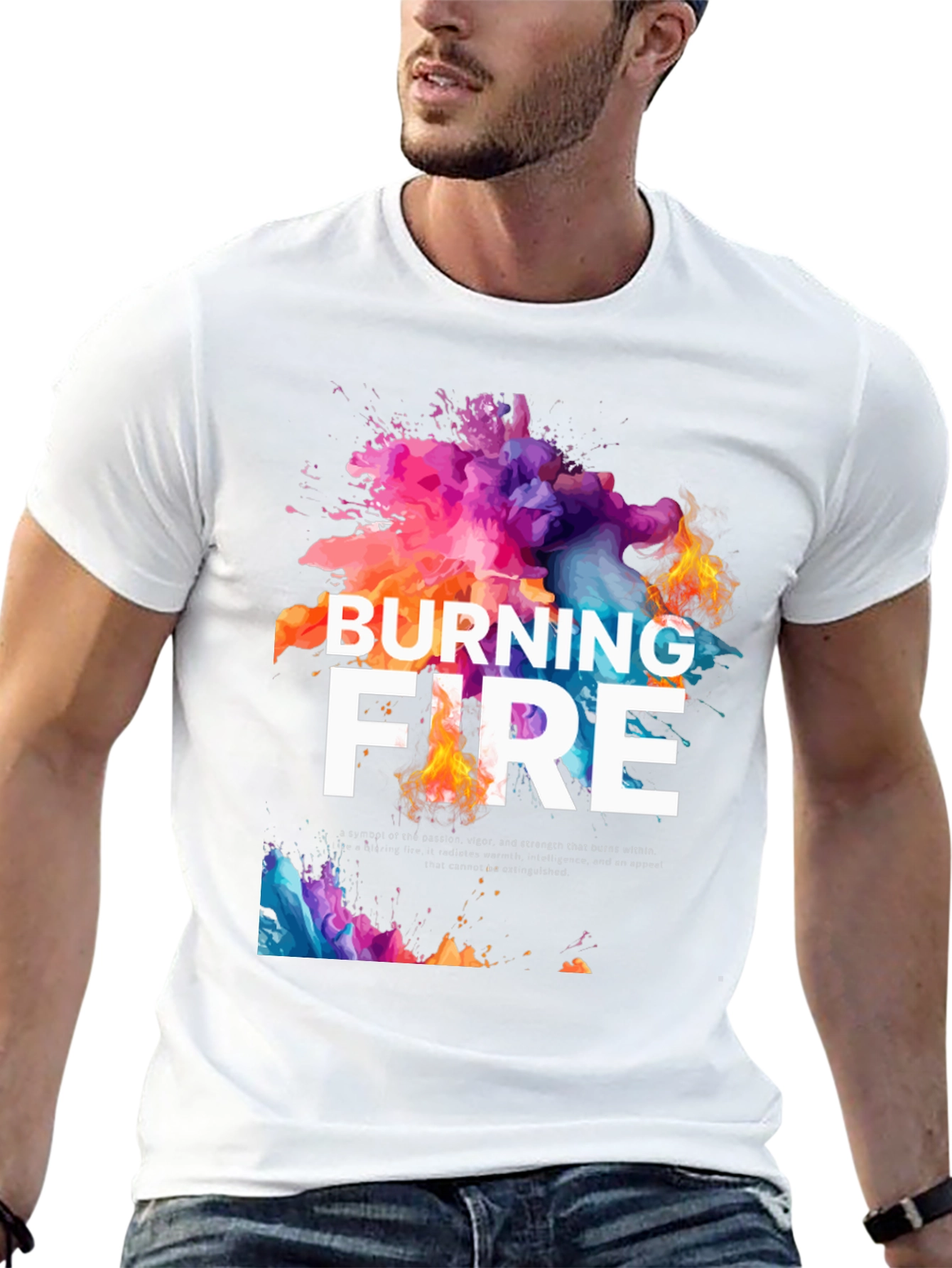 Burning Fire Graphic Tee - Unique Design