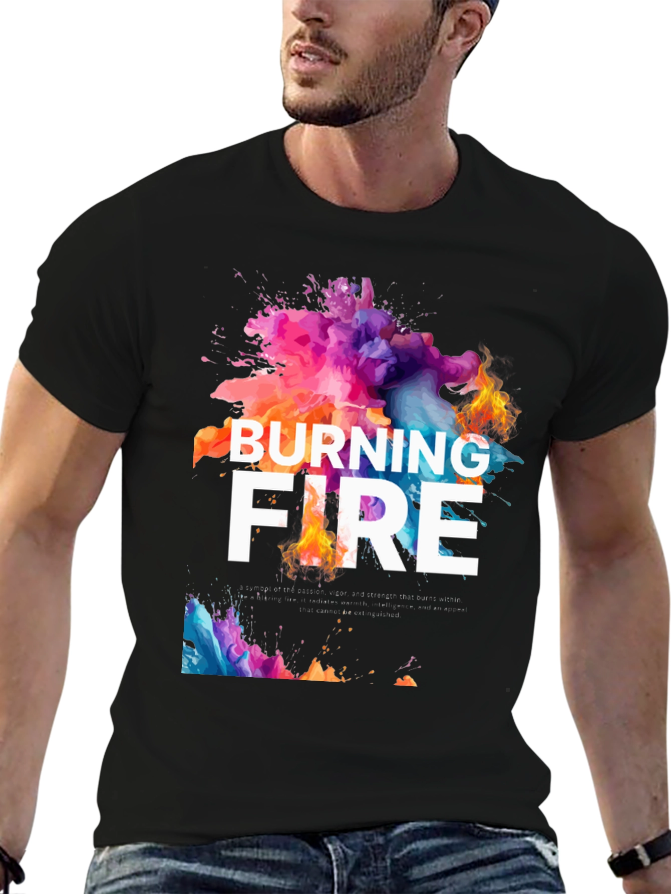 Burning Fire Graphic Tee - Unique Design