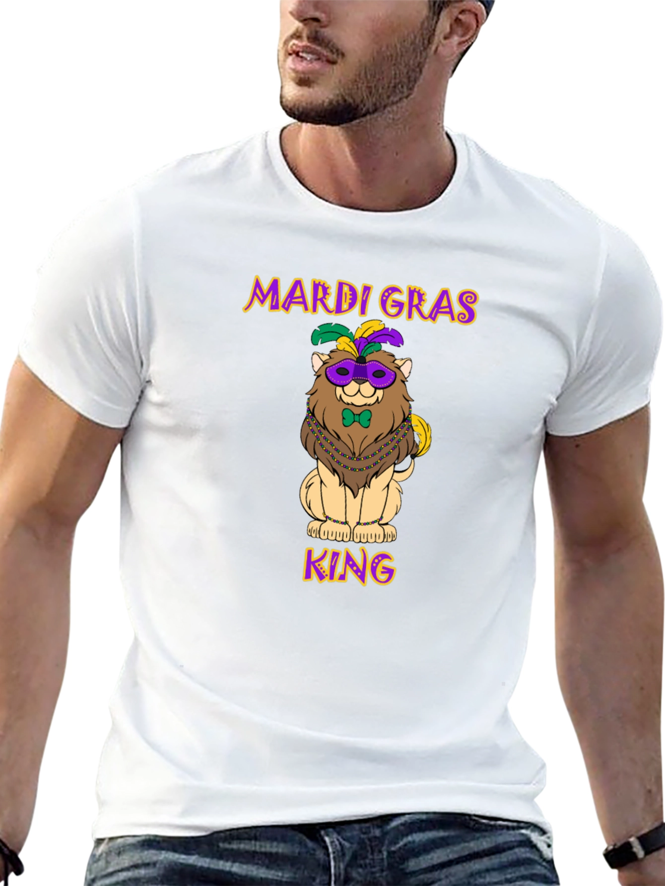 Mardi Gras Lion King Graphic T-Shirt