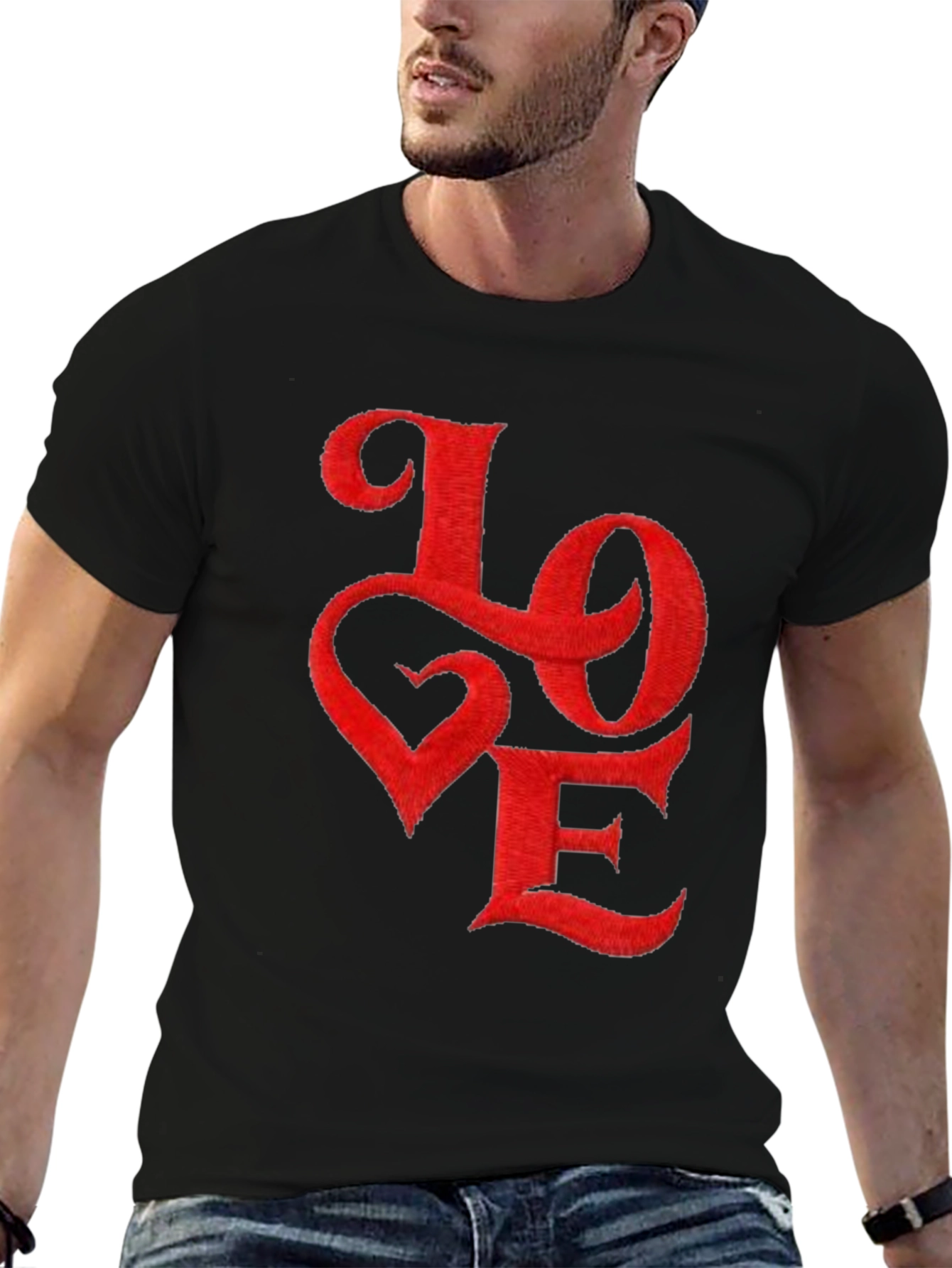 Love Embroidered Graphic Tee - Soft Cotton Blend