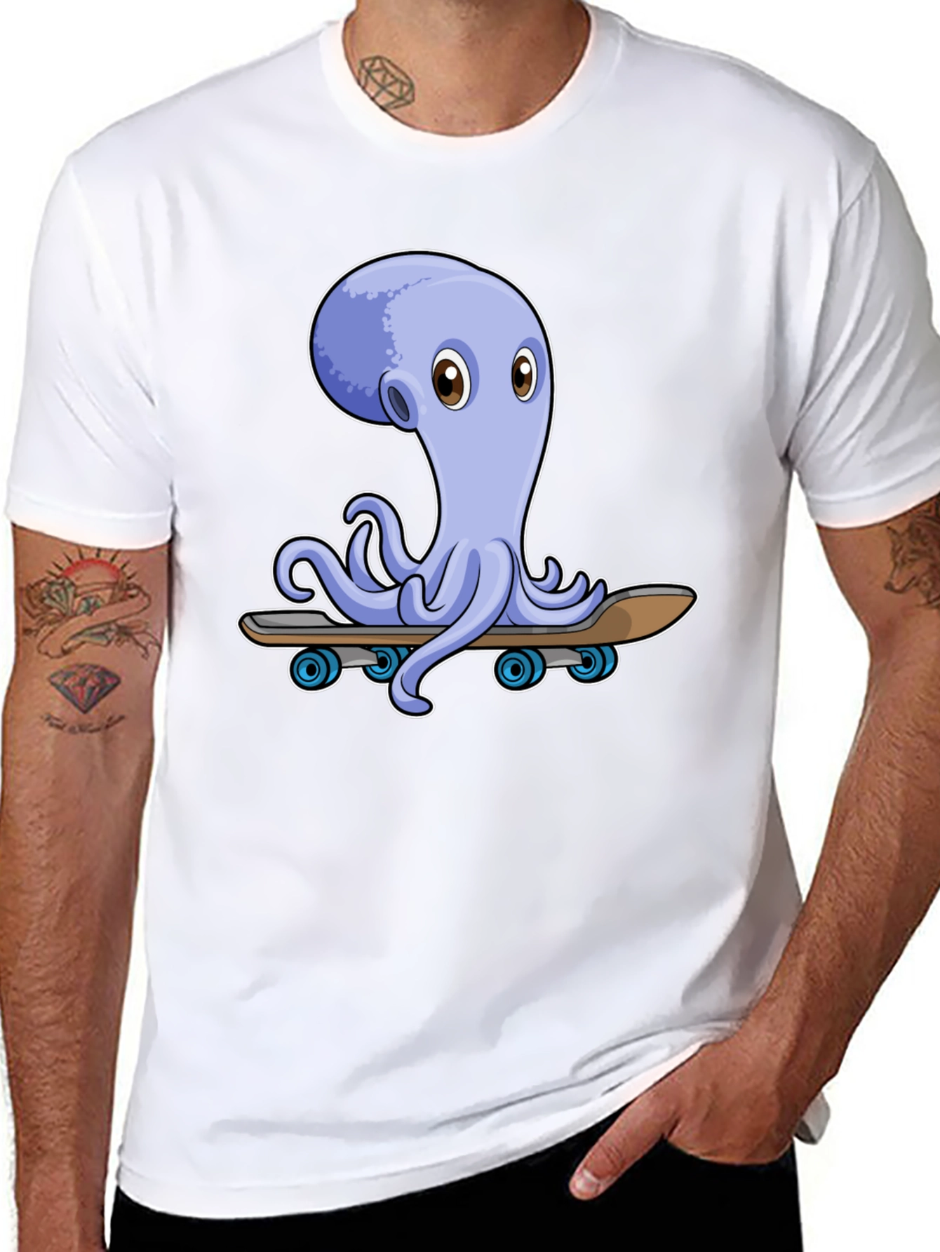 Octopus Skateboard Graphic Tee - Unique Design