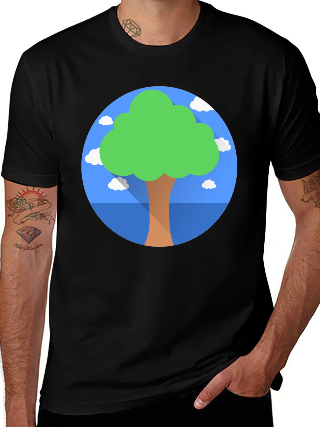 Nature Lover Tee: Tree Graphic Black T-Shirt
