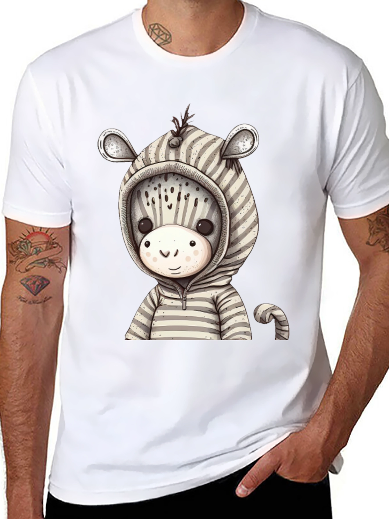 Zebra Hoodie T-Shirt: Cute Cartoon Animal Tee