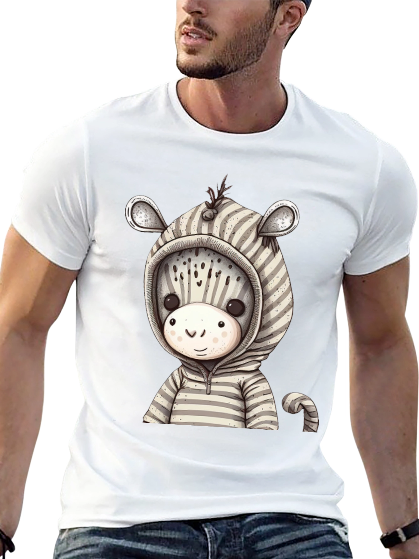 Zebra Hoodie T-Shirt: Cute Cartoon Animal Tee