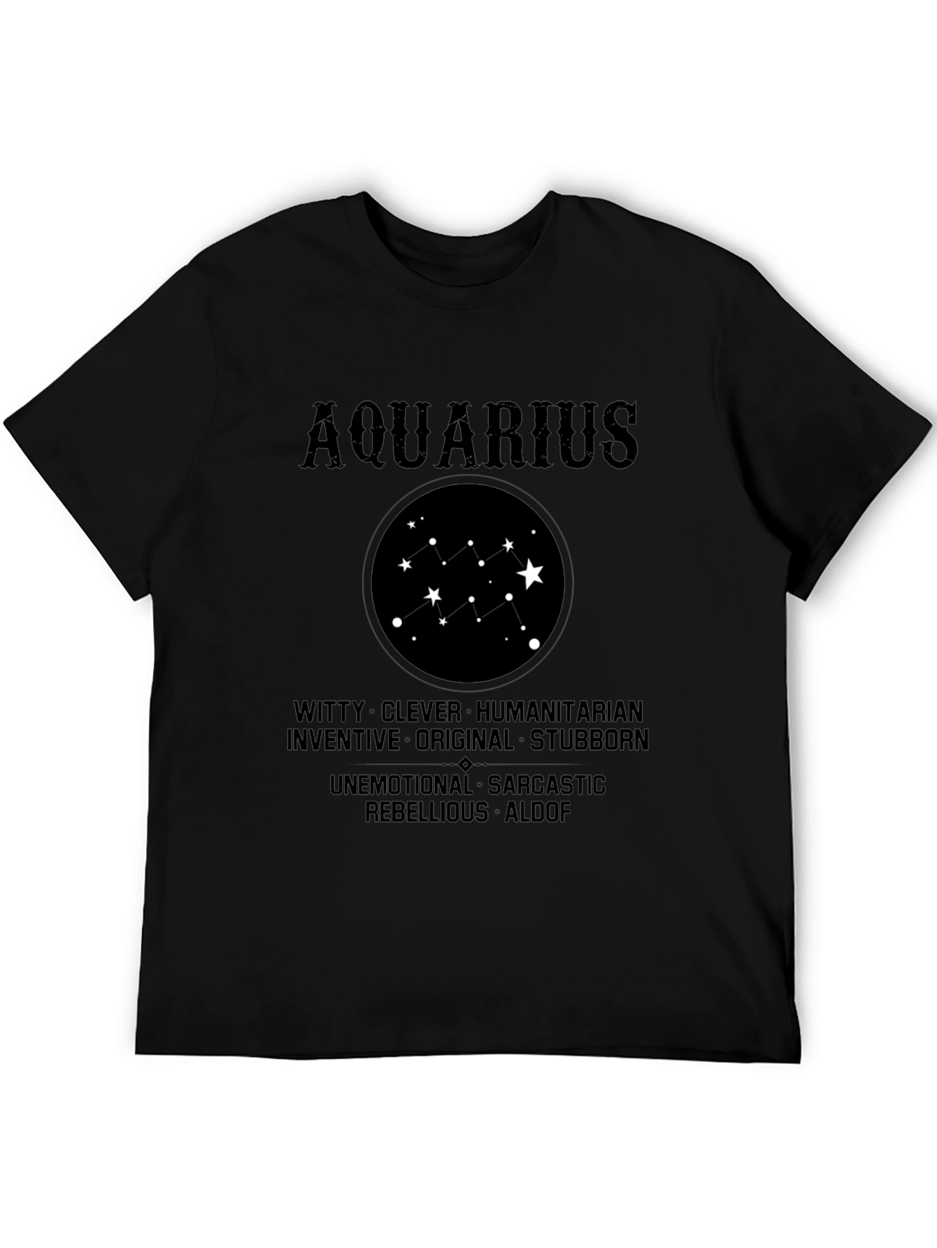 Aquarius Zodiac Star Sign Black T-Shirt