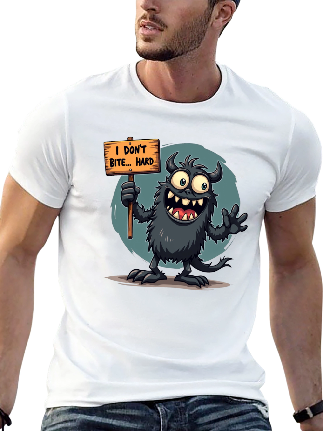 Funny Monster Graphic Tee - I Dont Bite... Hard