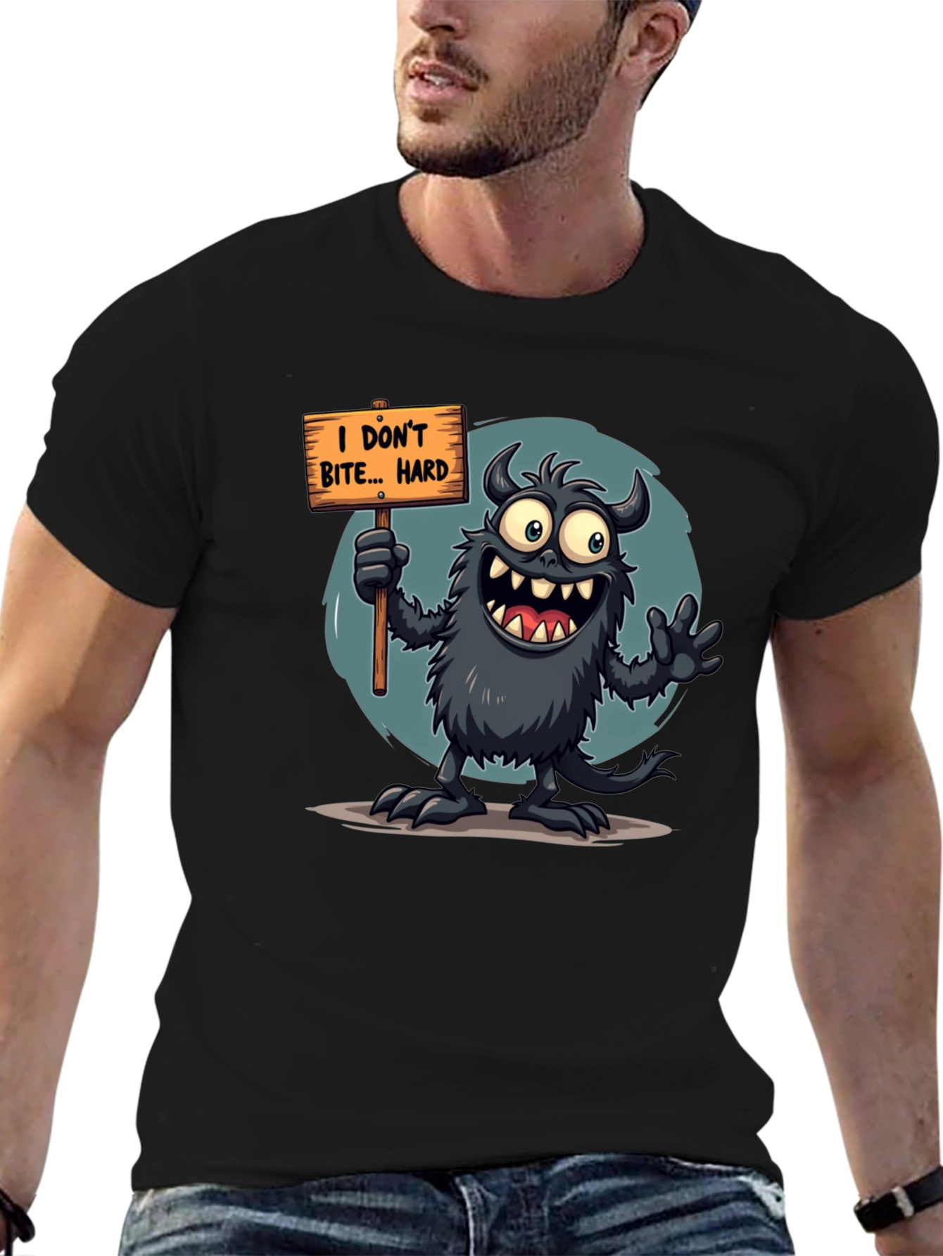 Funny Monster Graphic Tee - I Dont Bite... Hard