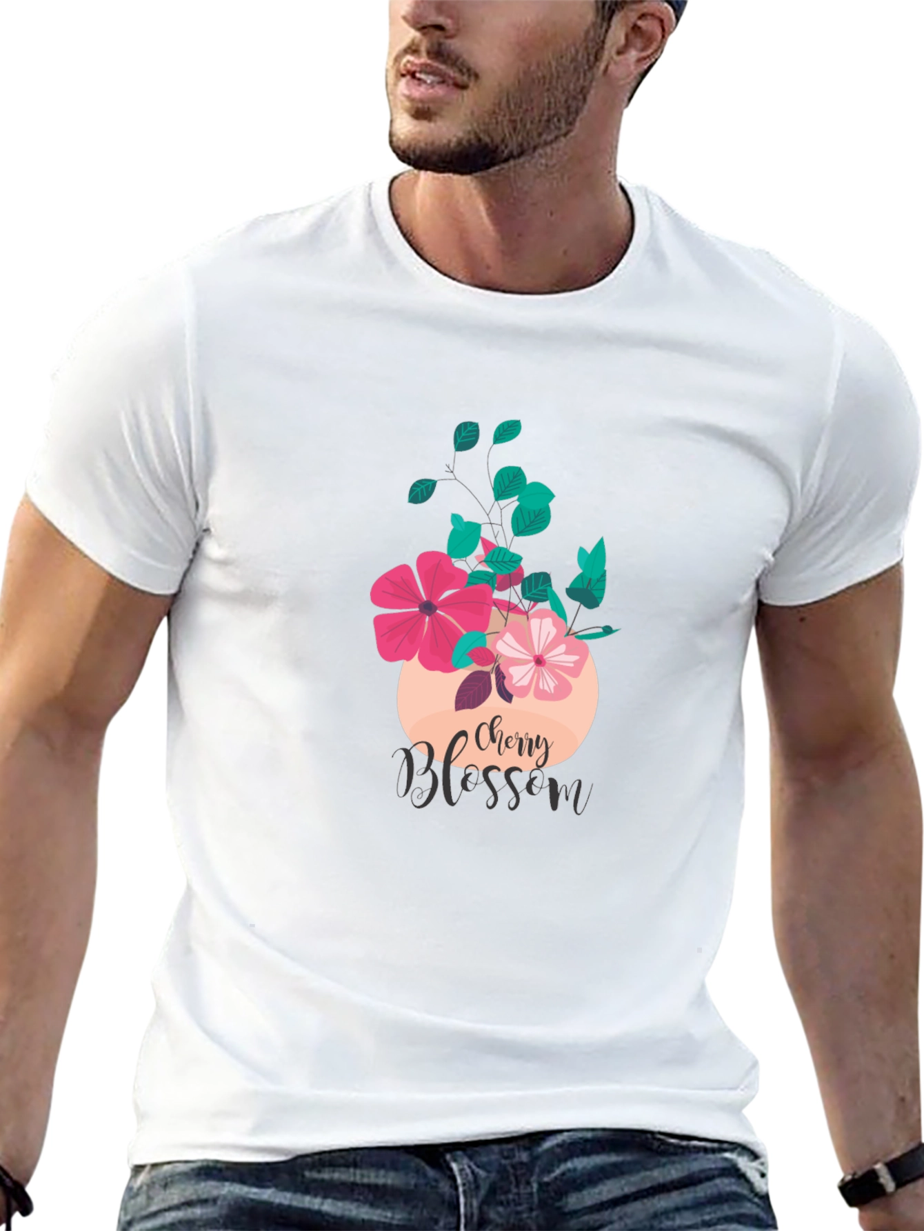 Cherry Blossom Graphic Tee - Stylish Black T-Shirt