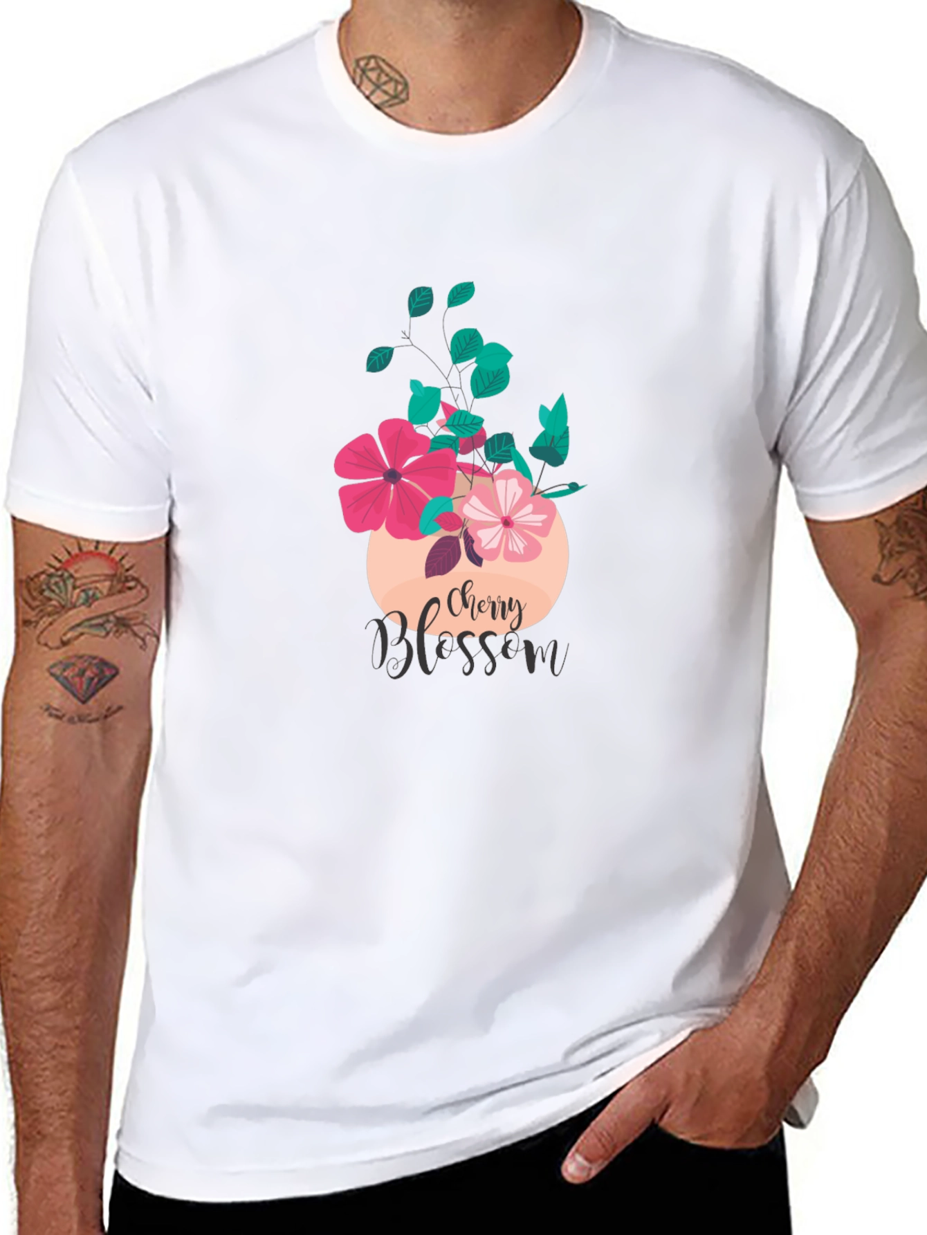 Cherry Blossom Graphic Tee - Stylish Black T-Shirt