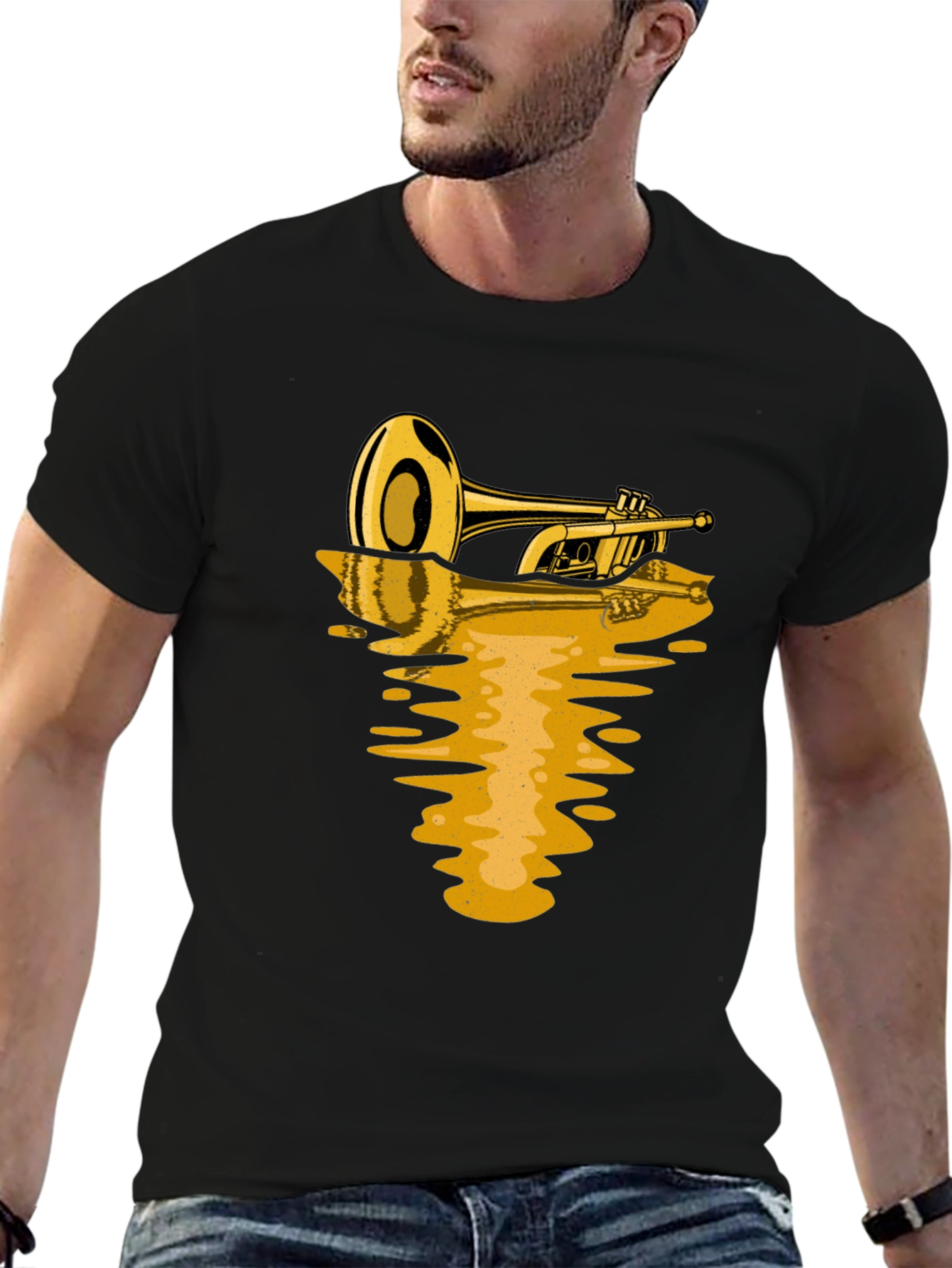 Trumpet Reflection Graphic Tee - Black