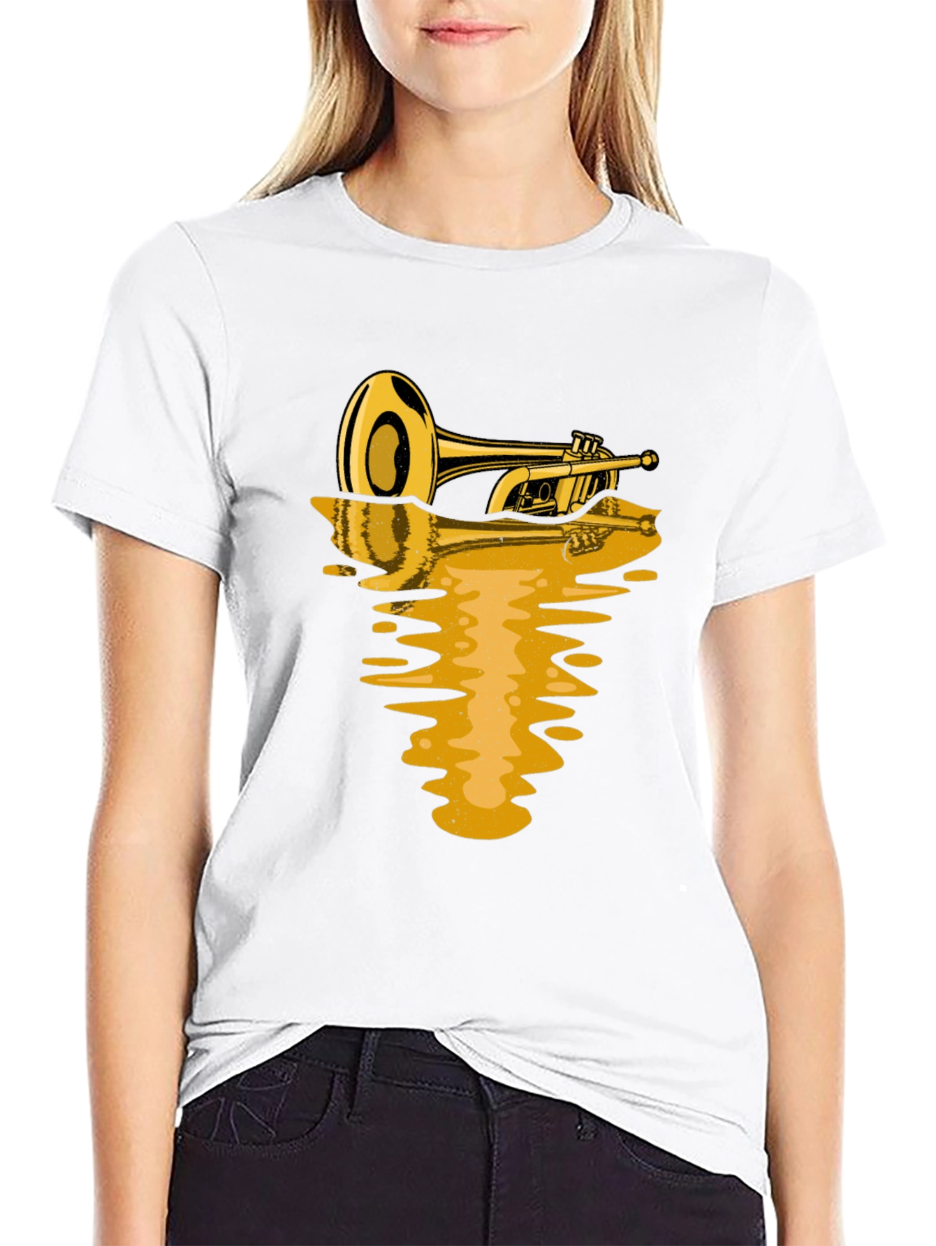 Trumpet Reflection Graphic Tee - Black