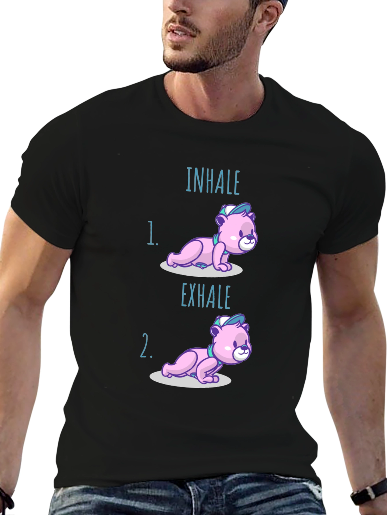Inhale Exhale Yoga Bear T-Shirt - Meditation Comfort
