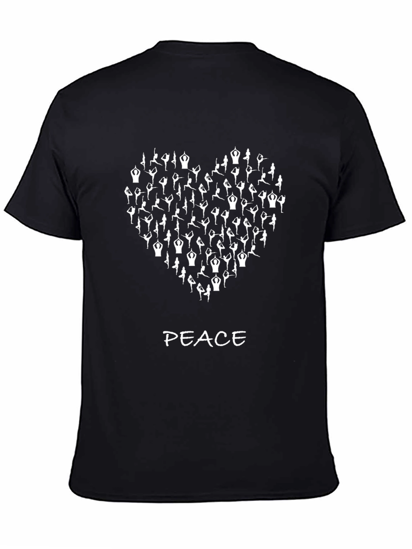 Yoga Heart Peace Graphic T-Shirt - Black
