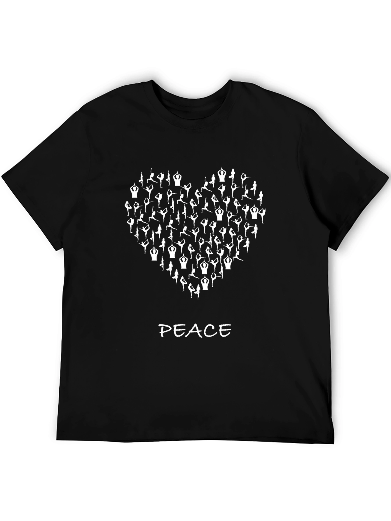 Yoga Heart Peace Graphic T-Shirt - Black