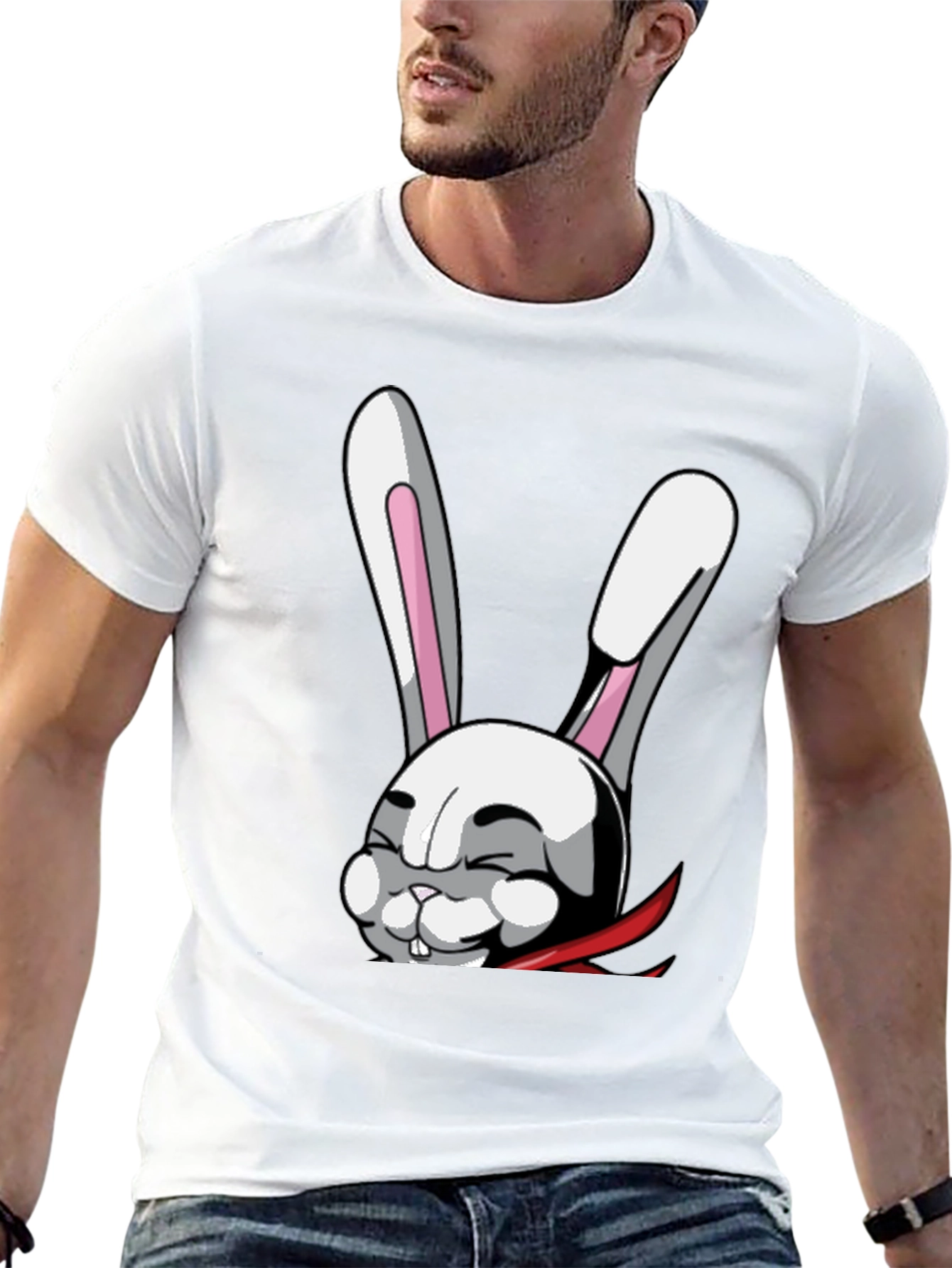Cartoon Rabbit T-Shirt - Stylish Black Tee