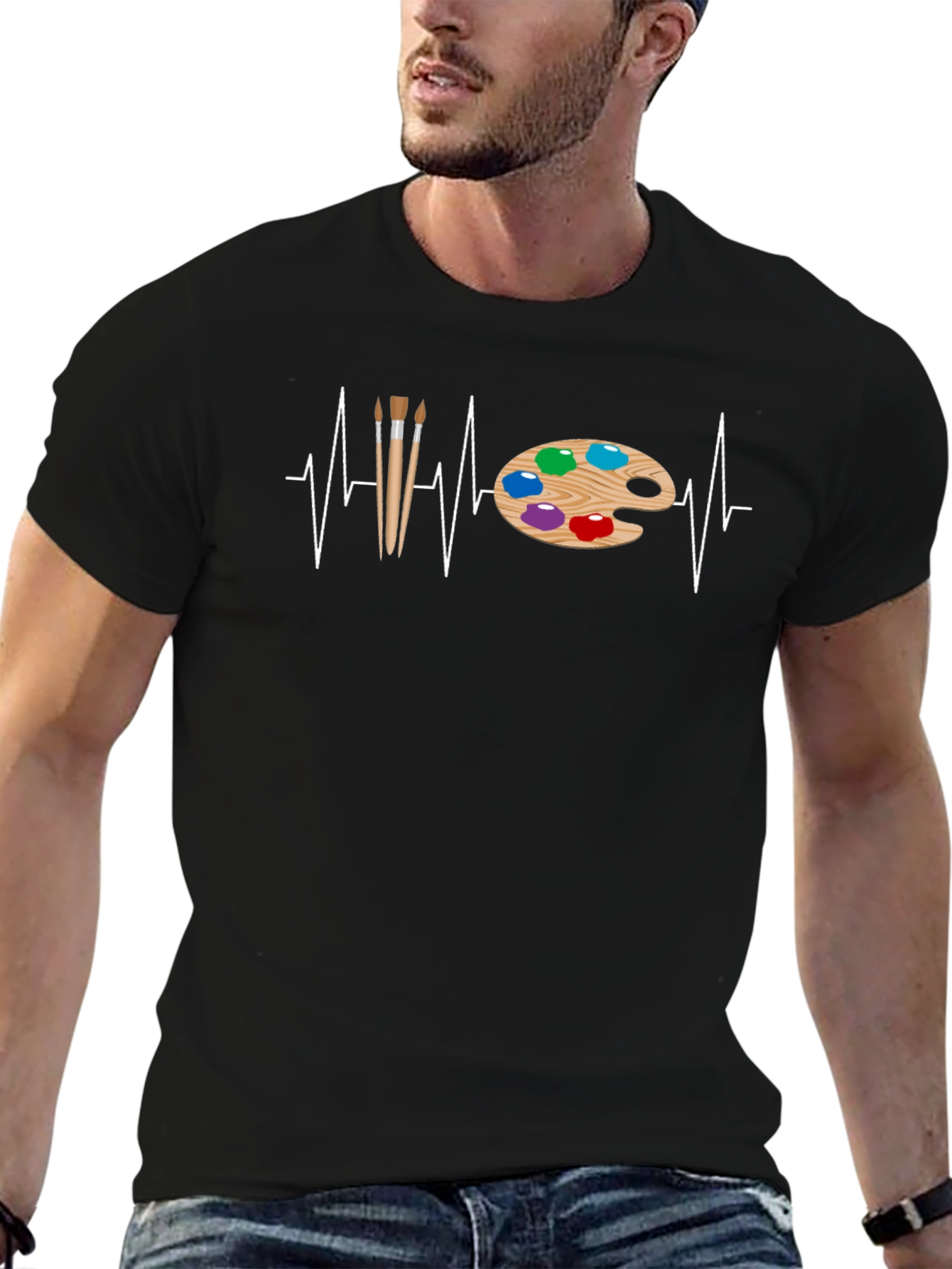 Artist Heartbeat T-Shirt - Painting Palette & Brush Design