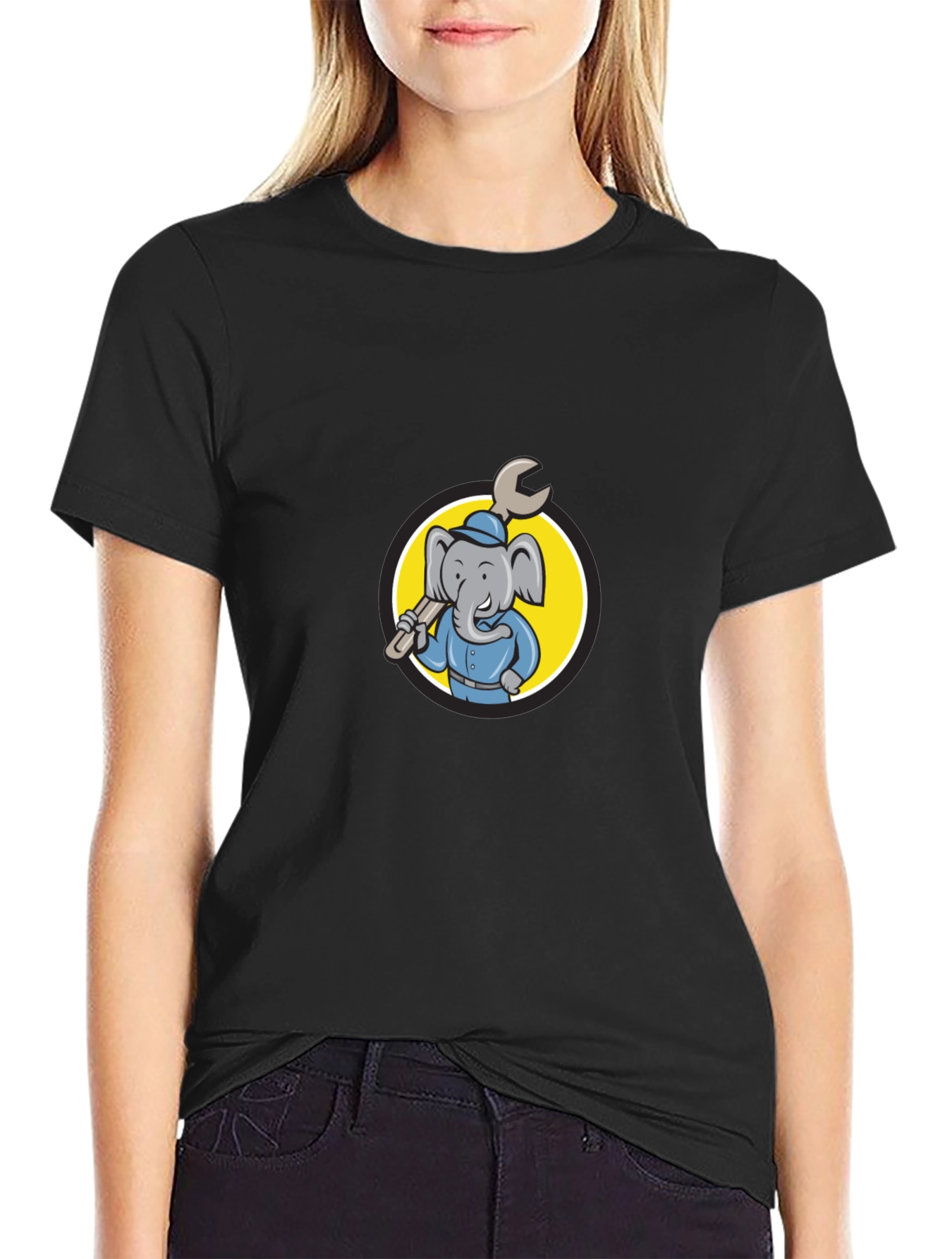Elephant Mechanic T-Shirt - Cartoon Animal Tee