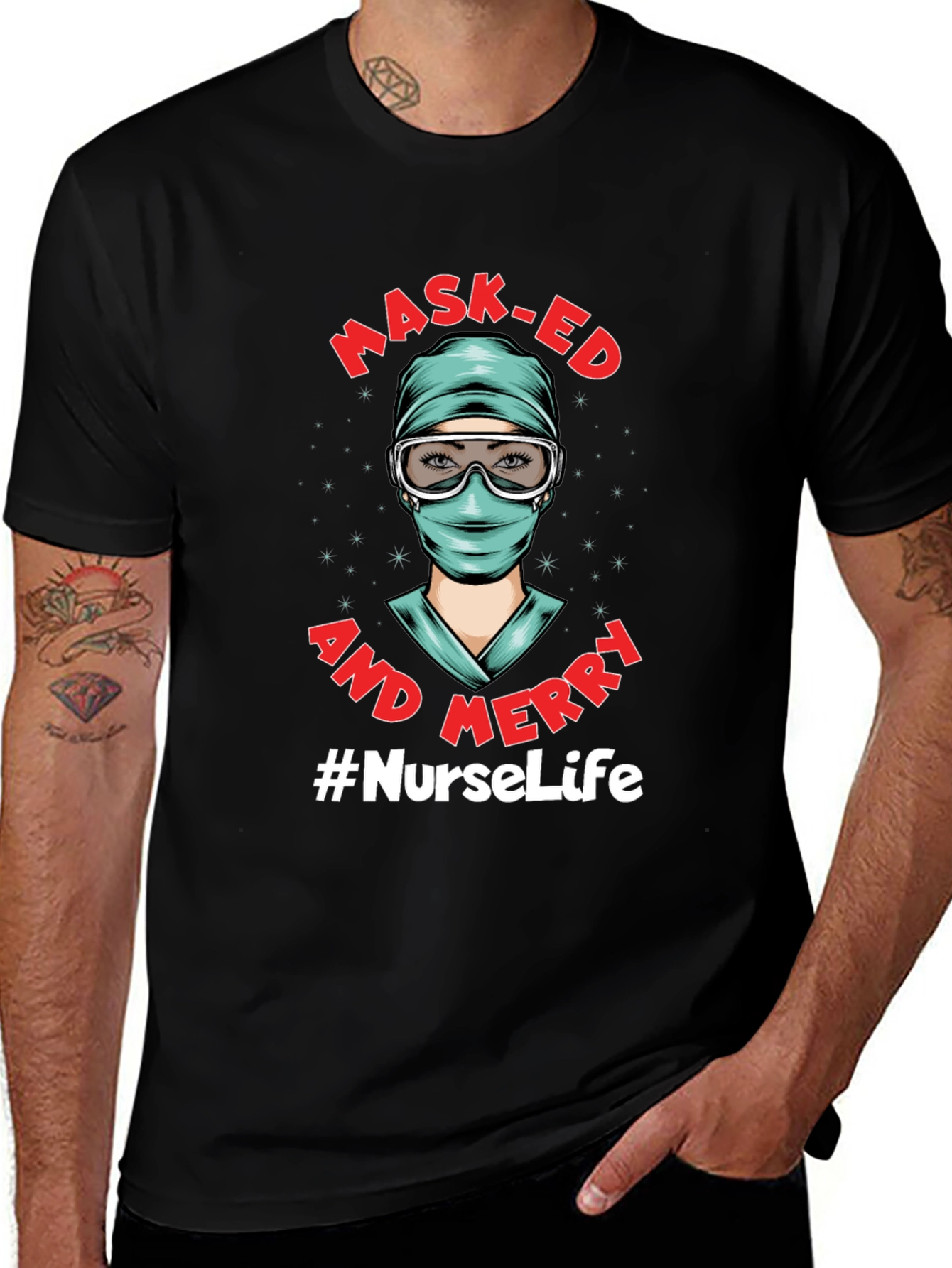 Masked and Merry #NurseLife T-Shirt