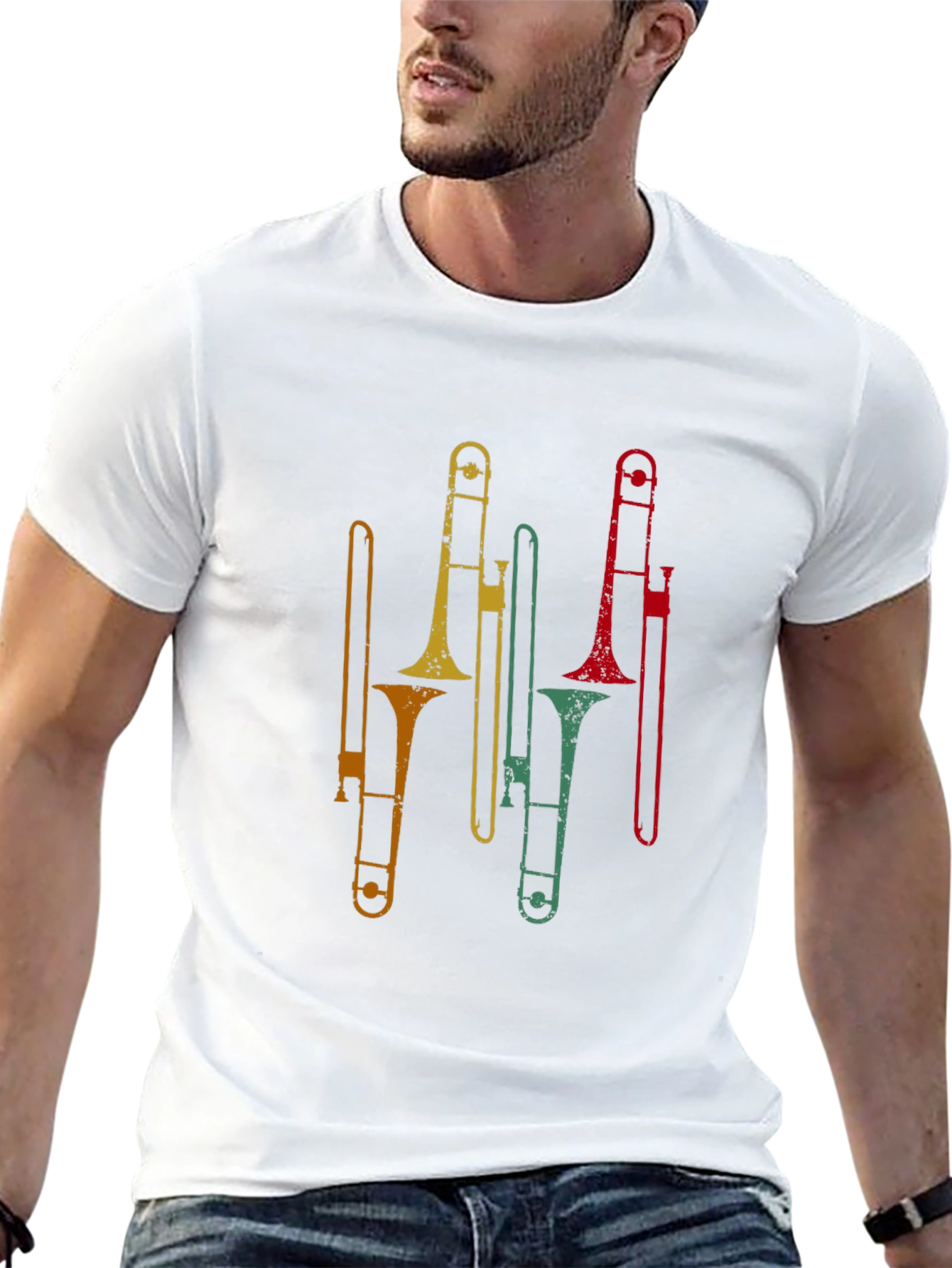 Retro Trombone Graphic Tee - Black
