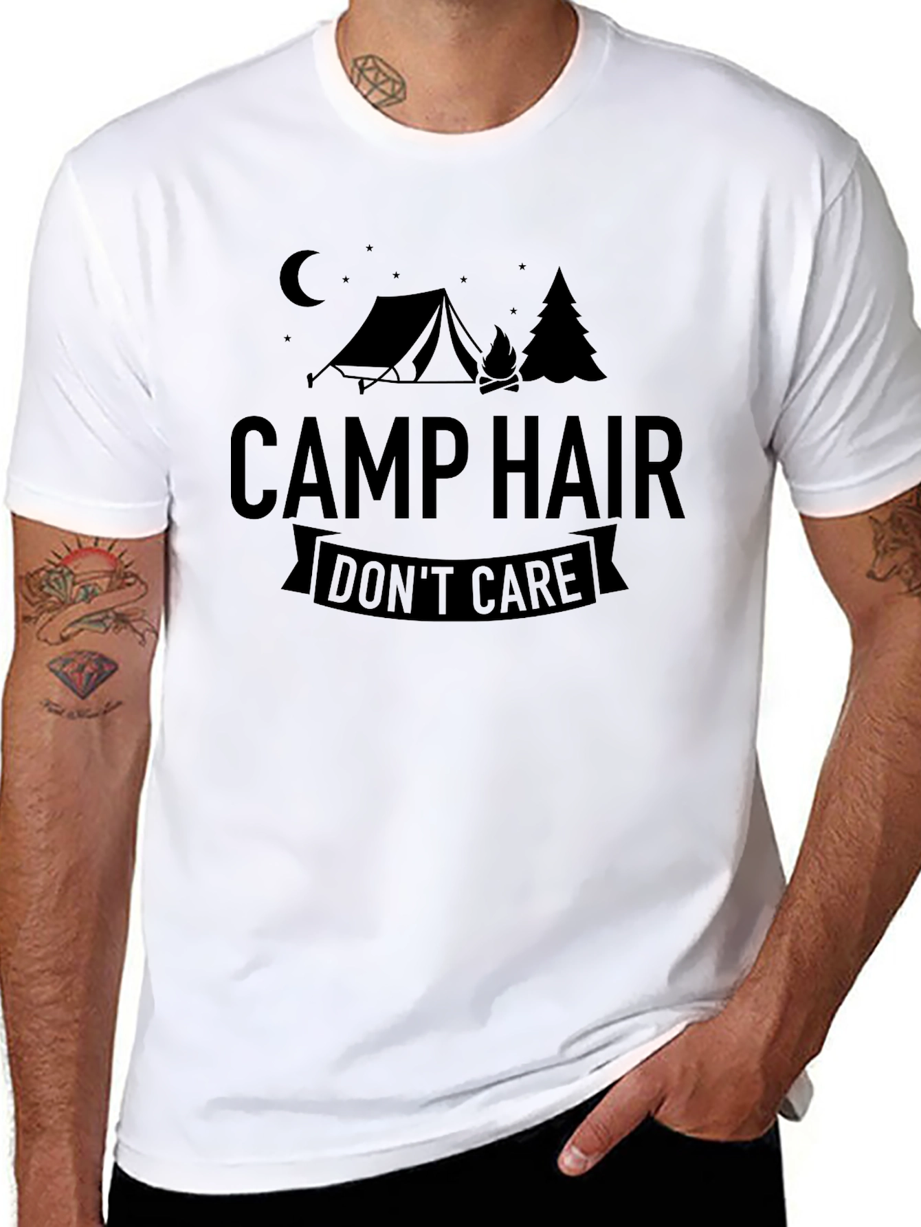 Camp Hair Dont Care T-Shirt - Black