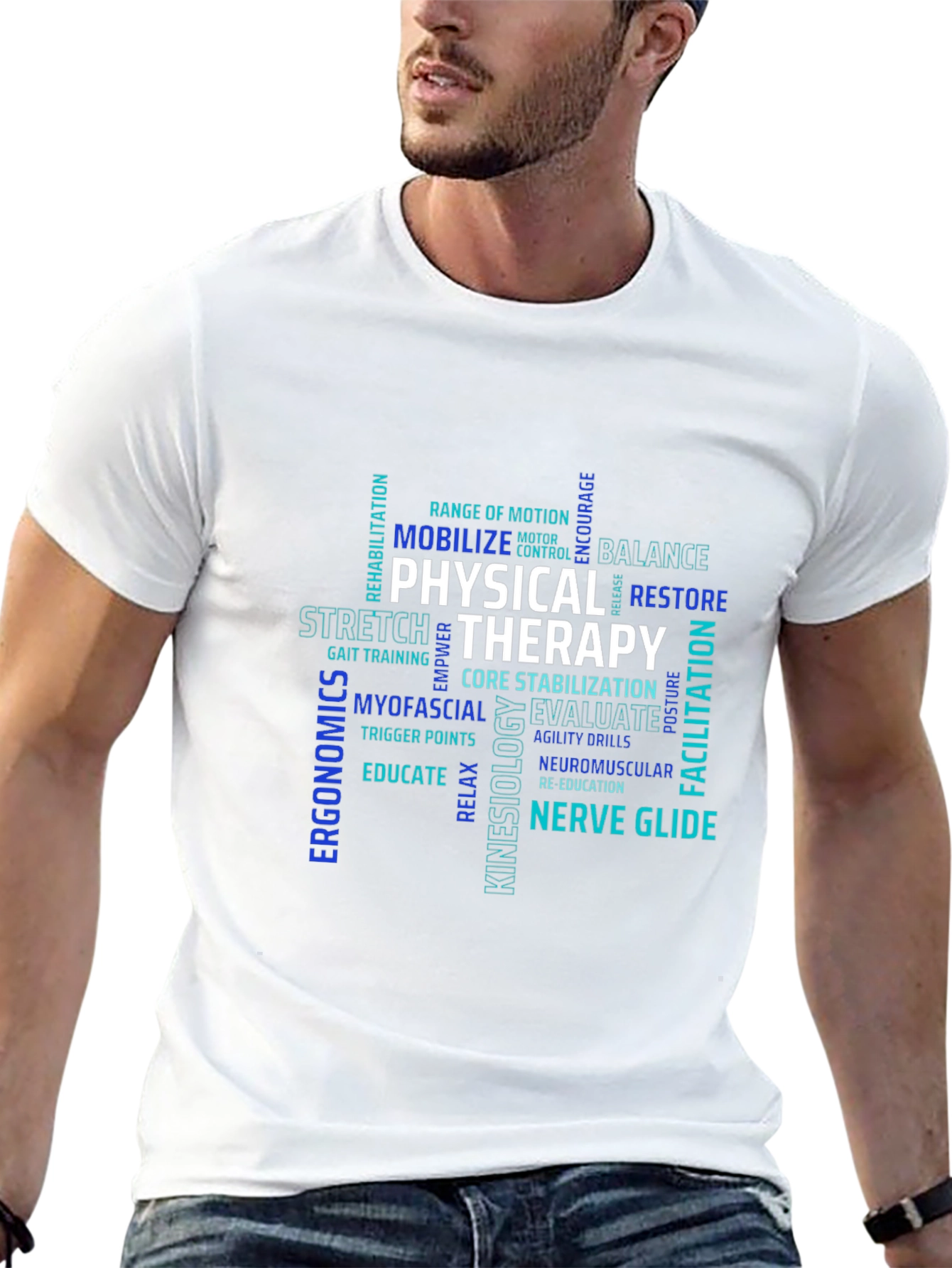 Physical Therapy Word Art Black T-Shirt