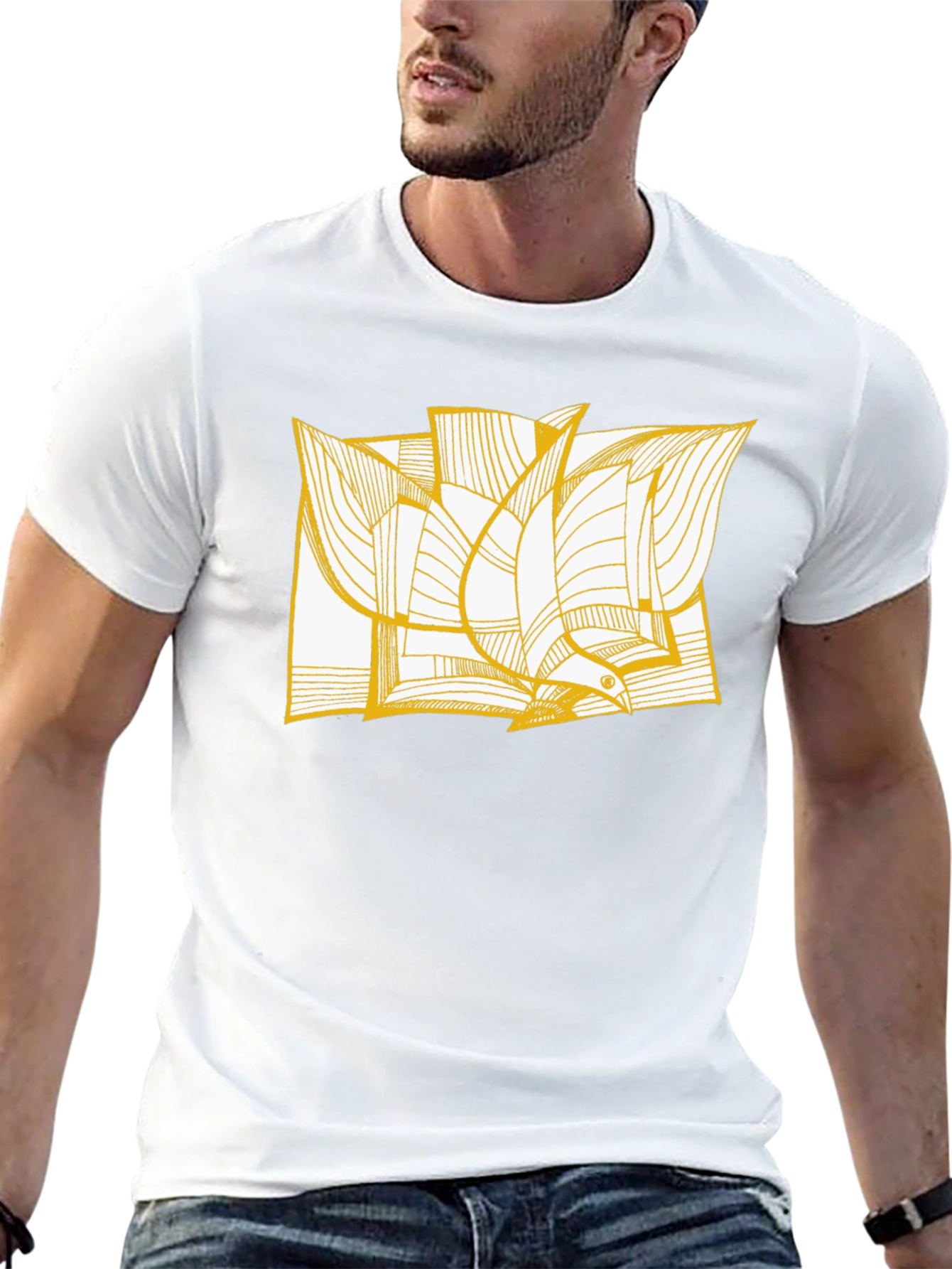 Abstract Bird Print Black Tee
