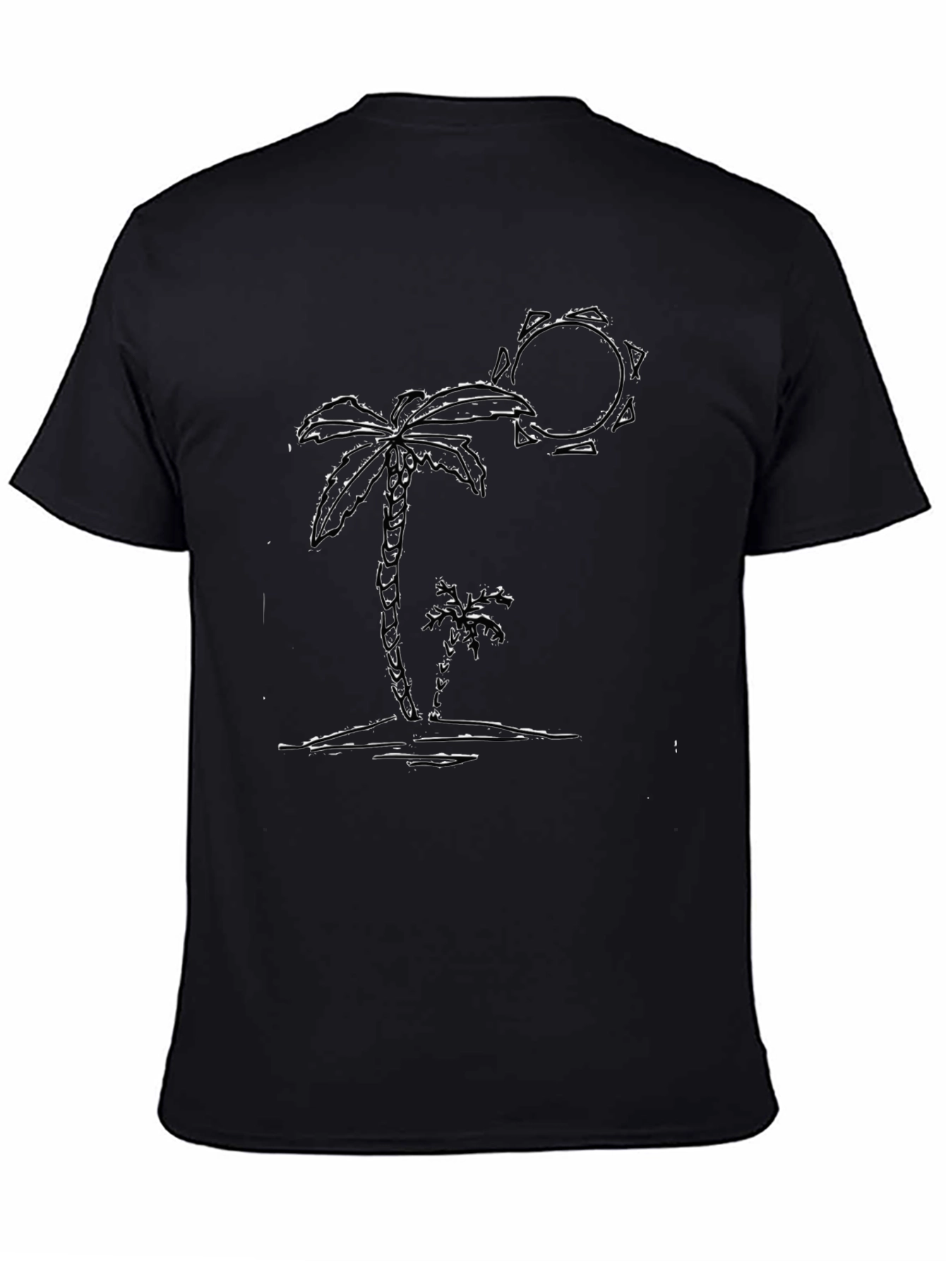 Palm Tree Sketch Graphic Black Tee