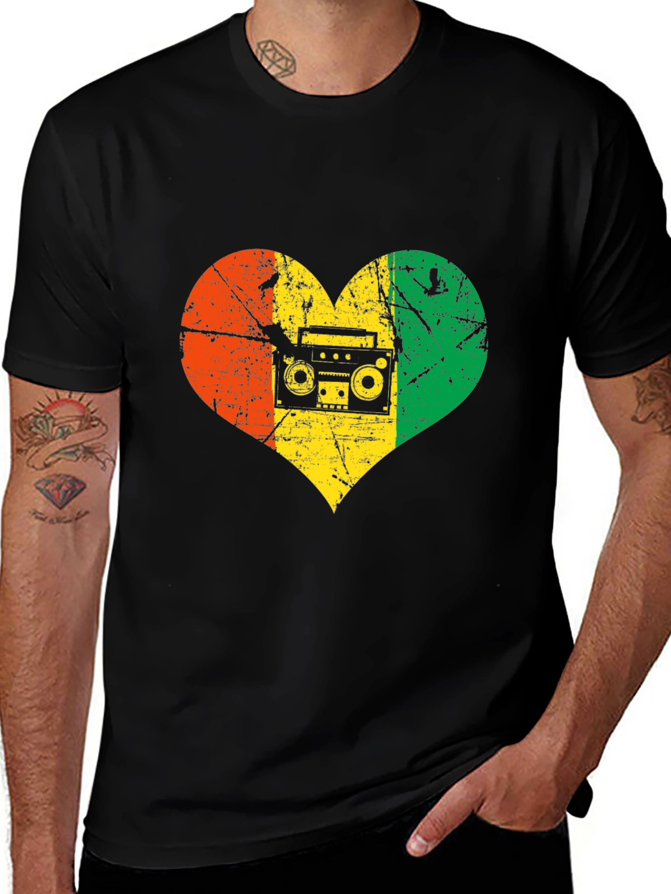 Reggae Heart Boombox Graphic T-Shirt