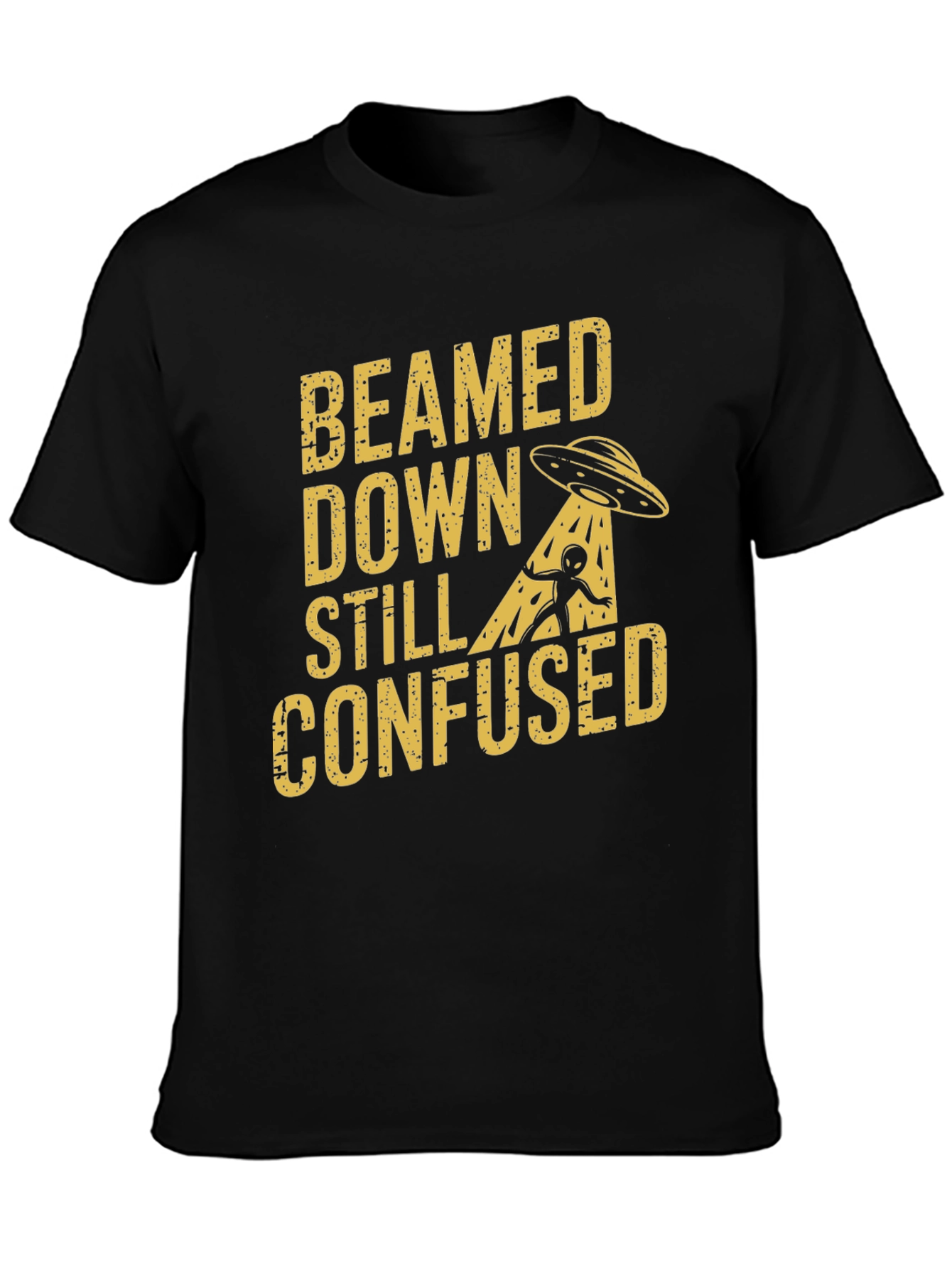 Beamed Down Still Confused Graphic T-Shirt - Black
