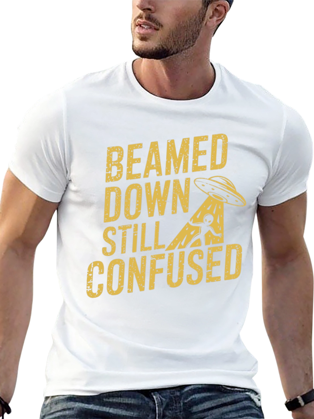 Beamed Down Still Confused Graphic T-Shirt - Black