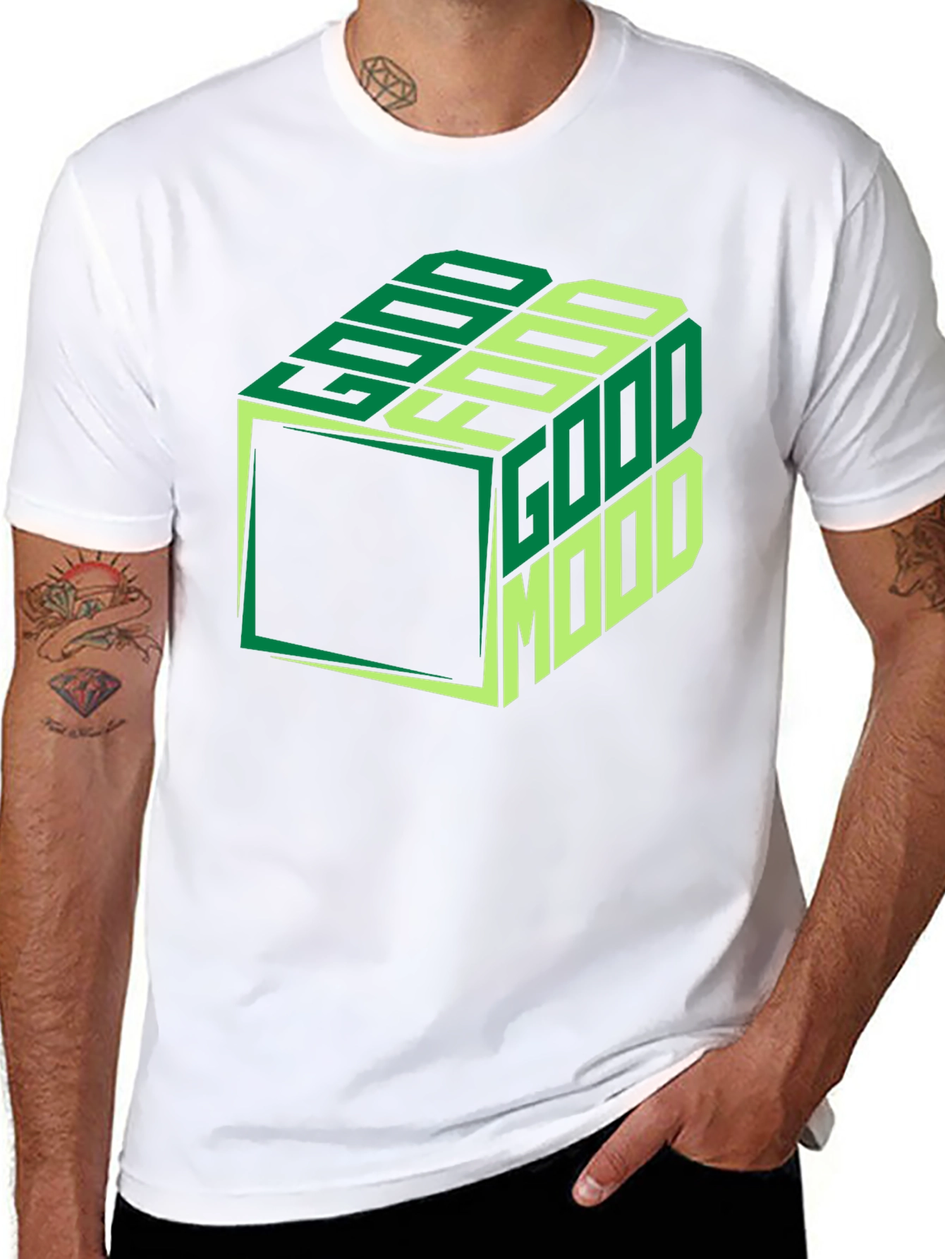 Good Mood Cube Graphic Tee - Stylish Comfort