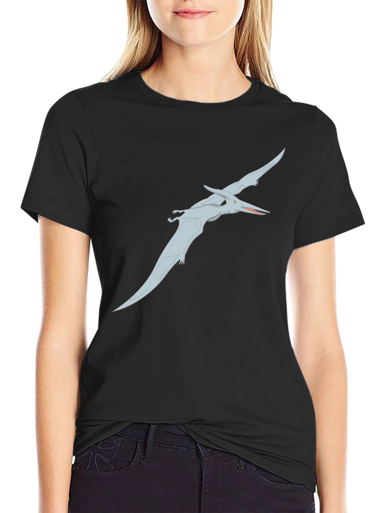 Pterodactyl Graphic Tee - Black Cotton Shirt