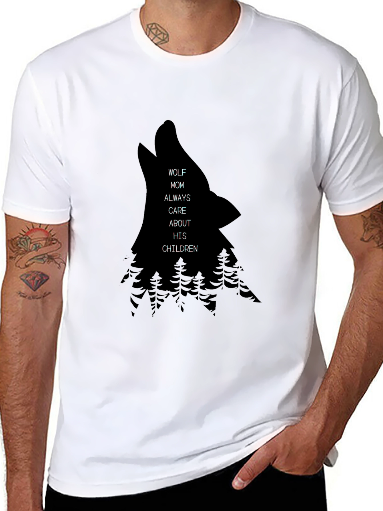 Wolf Mom Graphic Black T-Shirt