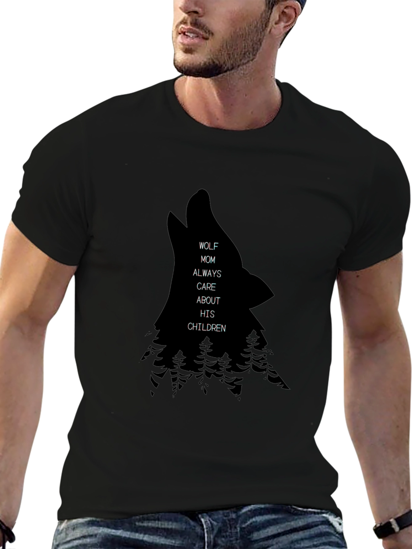 Wolf Mom Graphic Black T-Shirt