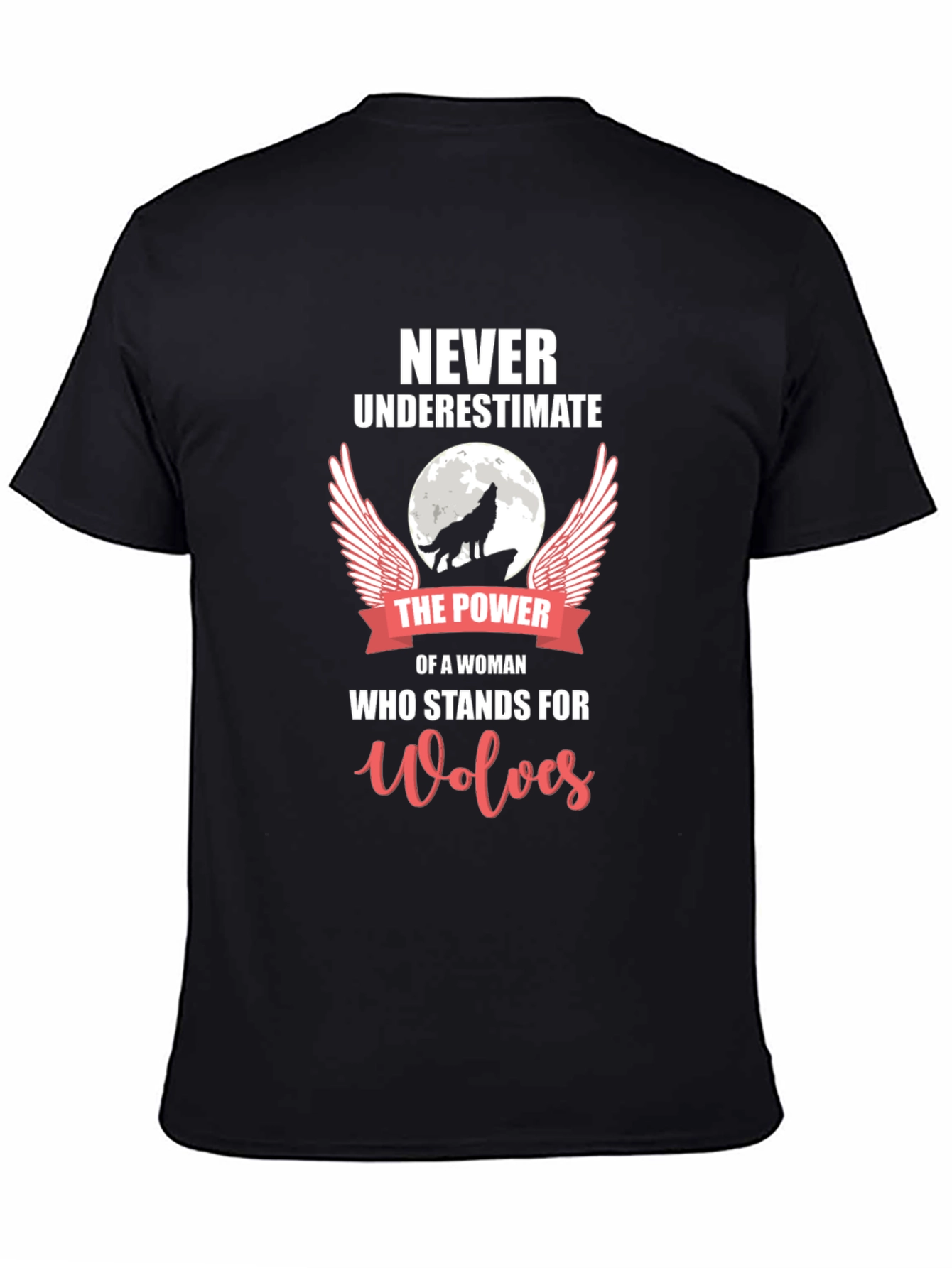 Wolf Power Woman Graphic T-Shirt - Black