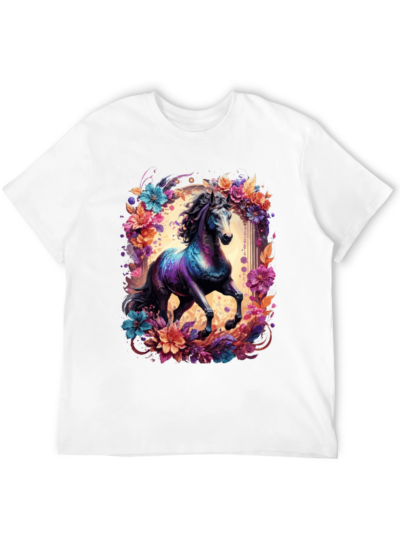 Floral Horse Graphic Tee - Unique Design
